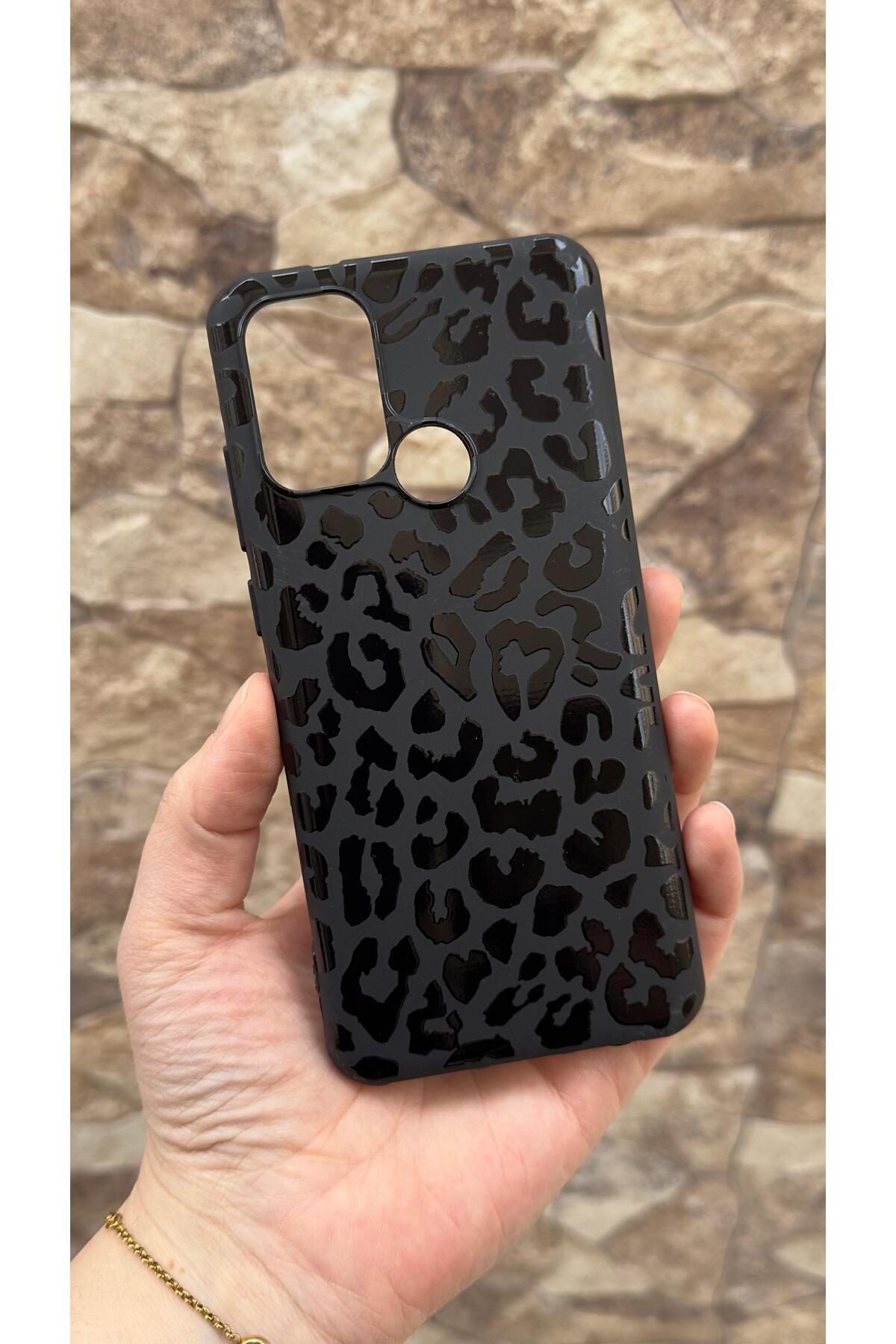 Casper Via F20 Uyumlu Leopar Desenli Silikon Darbe Emici Klasik Korumalı Rubber Kılıf
