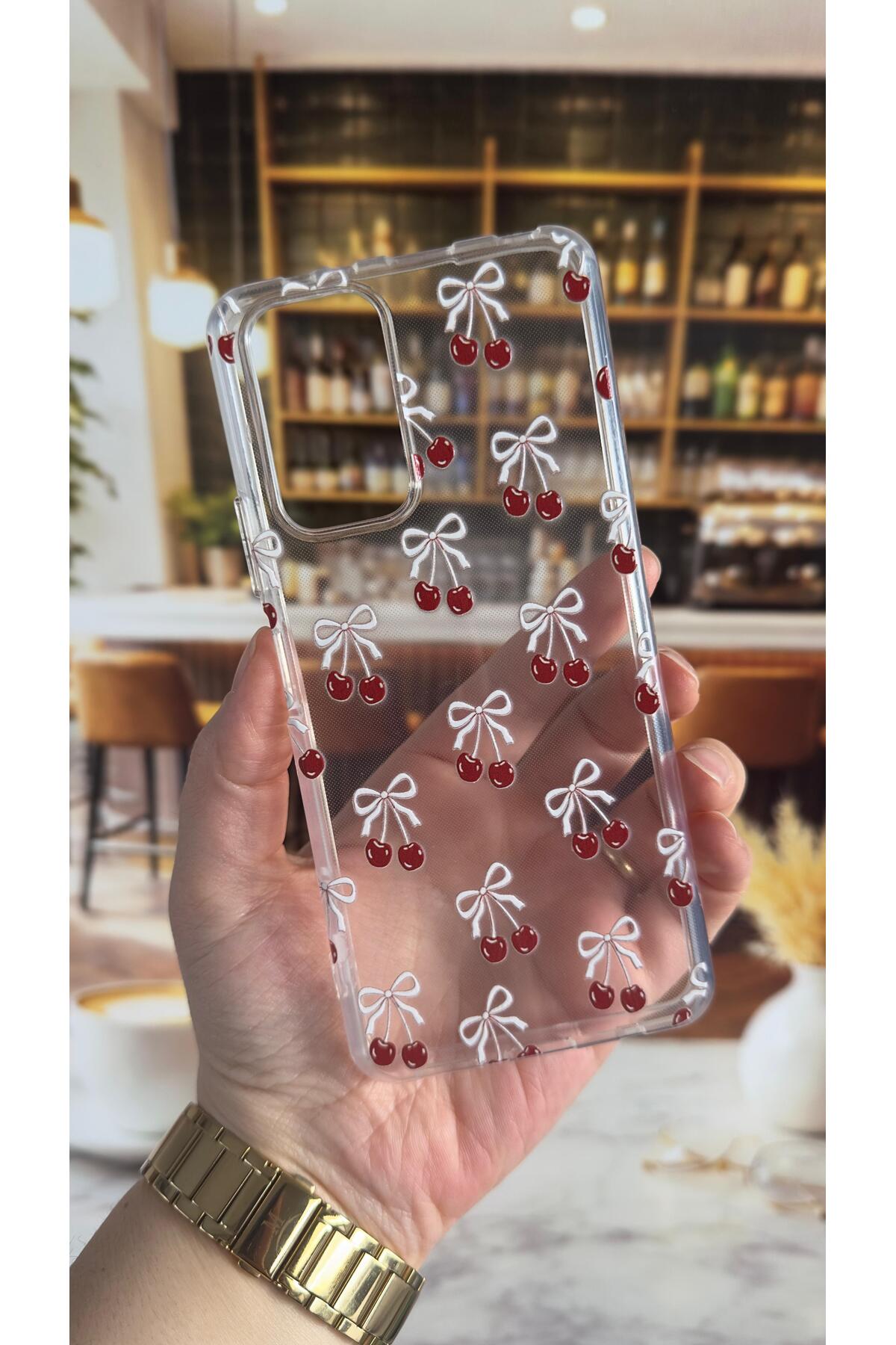 Redmi Note 10 Pro Uyumlu Kiraz Desenli Şeffaf Darbe Emici Kamera Korumalı Clear Kılıf