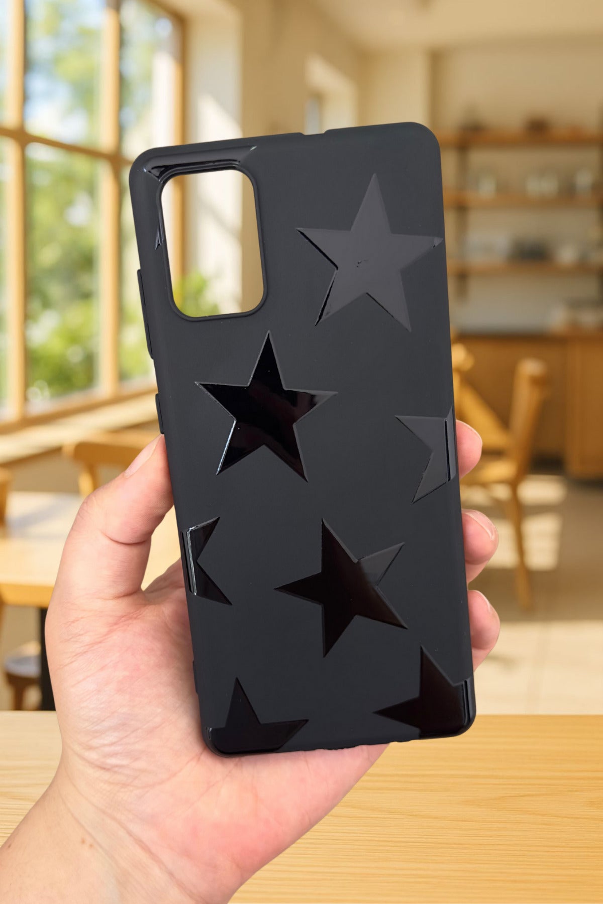 Samsung Galaxy A31 Uyumlu Star Desenli Silikon Darbe Emici Klasik Korumalı Rubber Kılıf