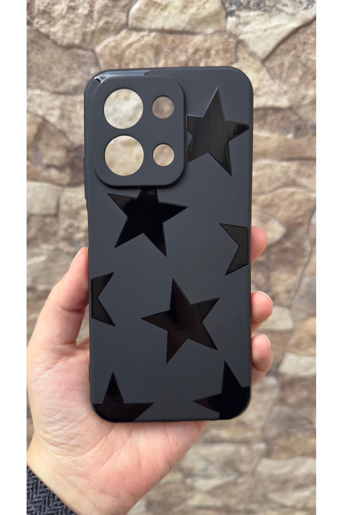İNFİNİX NOTE 30 Uyumlu Star Desenli Silikon Darbe Emici Klasik Korumalı Rubber Kılıf