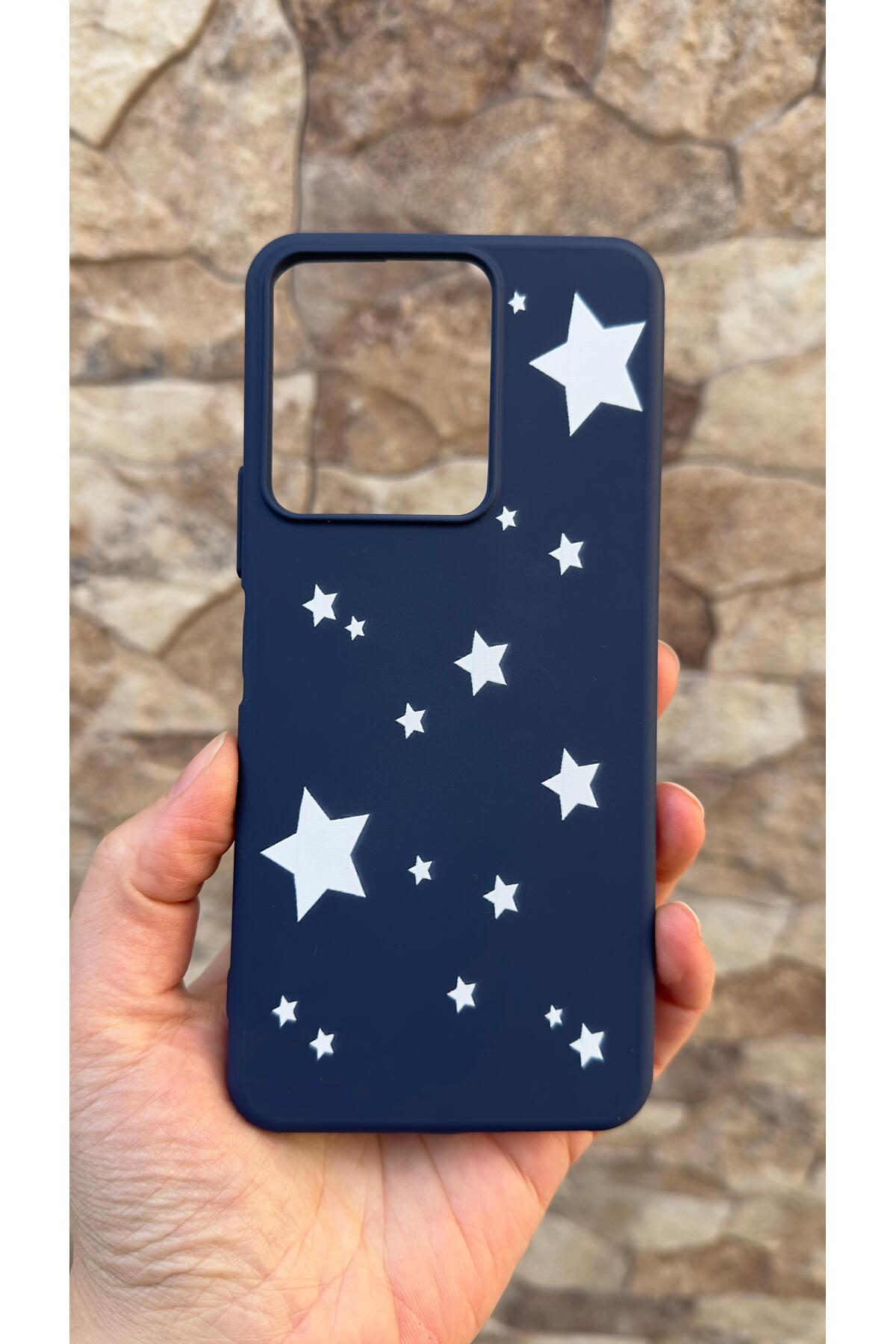 VİVO Y35 Uyumlu Mini Yıldız Desenli Silikon Darbe Emici Klasik Korumalı Rubber Kılıf