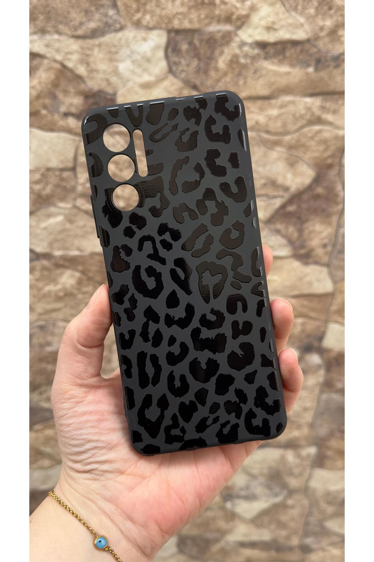 Tecno Pova 3 Uyumlu Leopar Desenli Silikon Darbe Emici Klasik Korumalı Rubber Kılıf