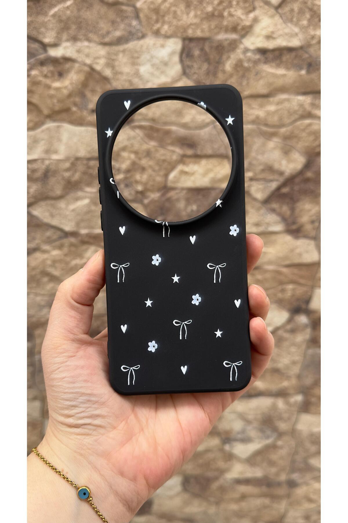 Mİ 15 Ultra Uyumlu Mini Fiyonk Desenli Silikon Darbe Emici Klasik Korumalı Rubber Kılıf