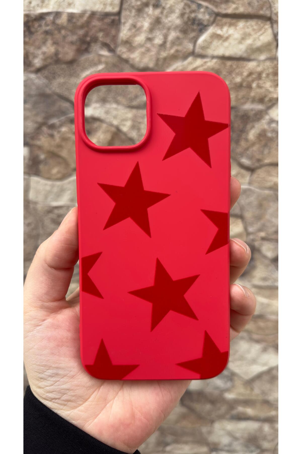 iPhone 11 Uyumlu Kırmızı Star Silikon Darbe Emici Klasik Korumalı Rubber Kılıf