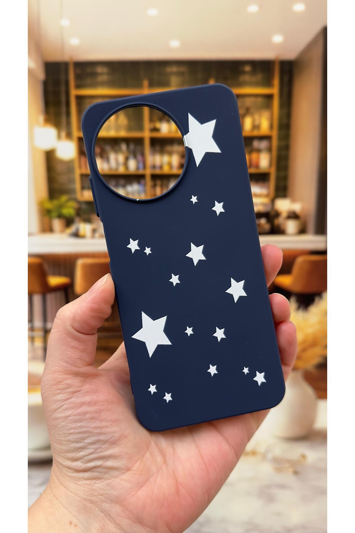 Realme 11 Uyumlu Mini Yıldız Desenli Silikon Darbe Emici Klasik Korumalı Rubber Kılıf