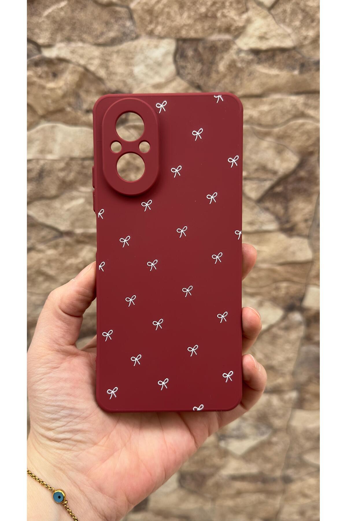 REALME 12 LİTE Uyumlu Beyaz Fiyonk Desenli Silikon Darbe Emici Klasik Korumalı Rubber Kılıf