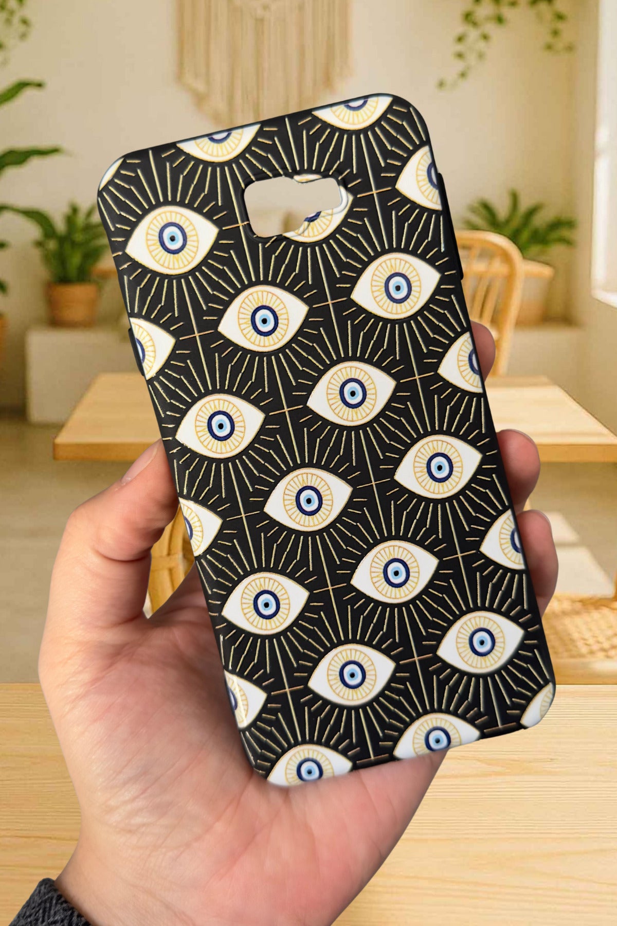 Samsung Galaxy J7 Prime Uyumlu Evıl Eye Desenli Silikon Darbe Emici Rubber Kılıf