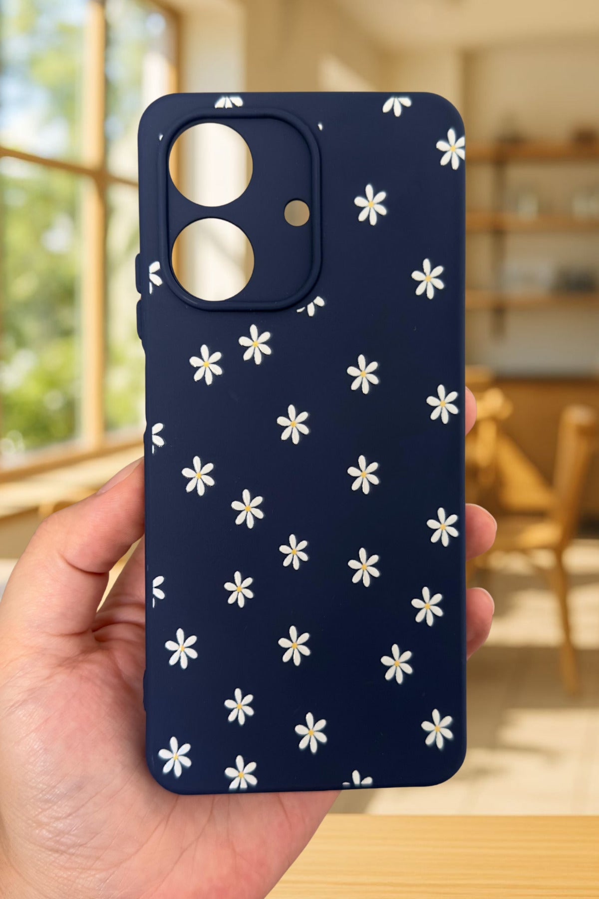 REALME NOTE 60 Uyumlu Mini Papatya Desenli Silikon Darbe Emici Klasik Korumalı Rubber Kılıf