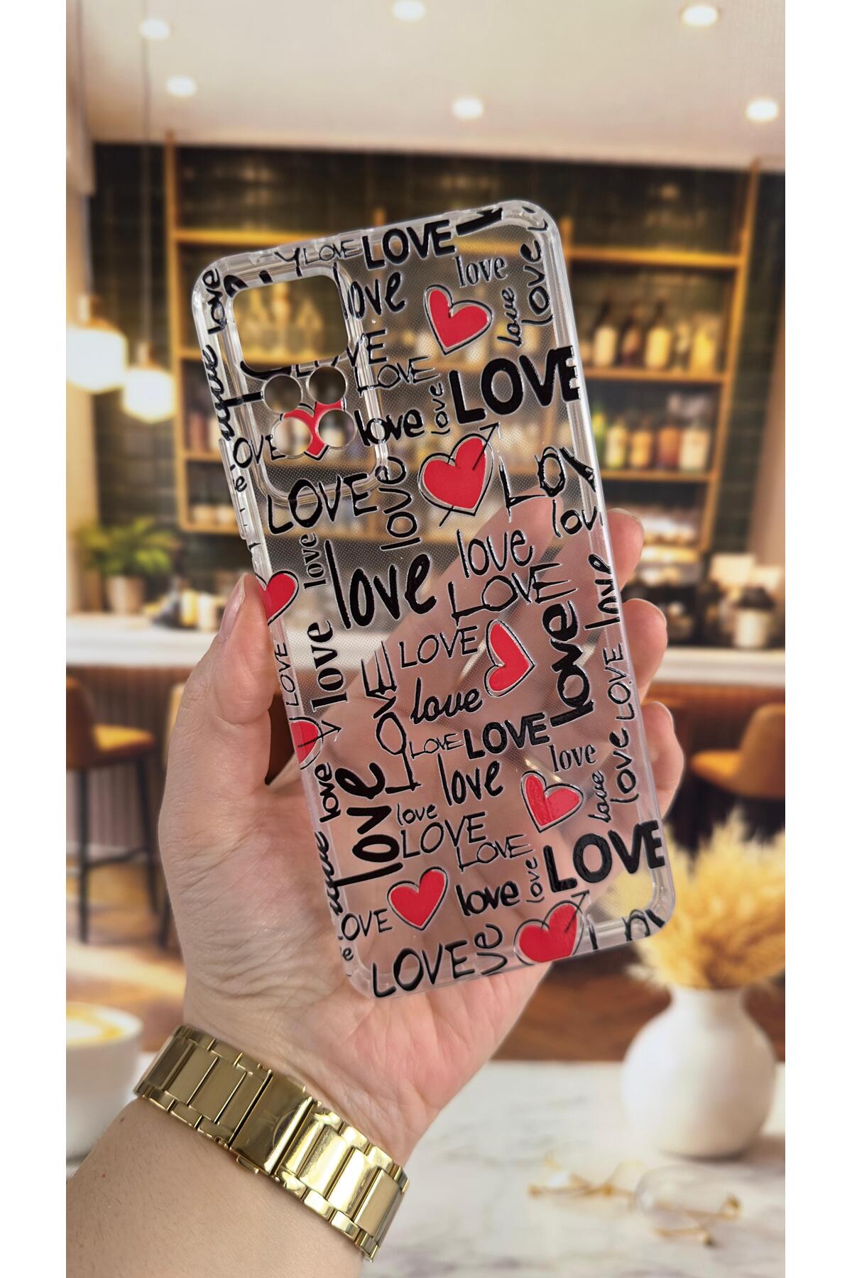 Redmi Note 11 Pro ve Note 12 Pro 4G-Love Yazı Desenli Şeffaf Darbe Emici Kamera Korumalı Clear Kılıf