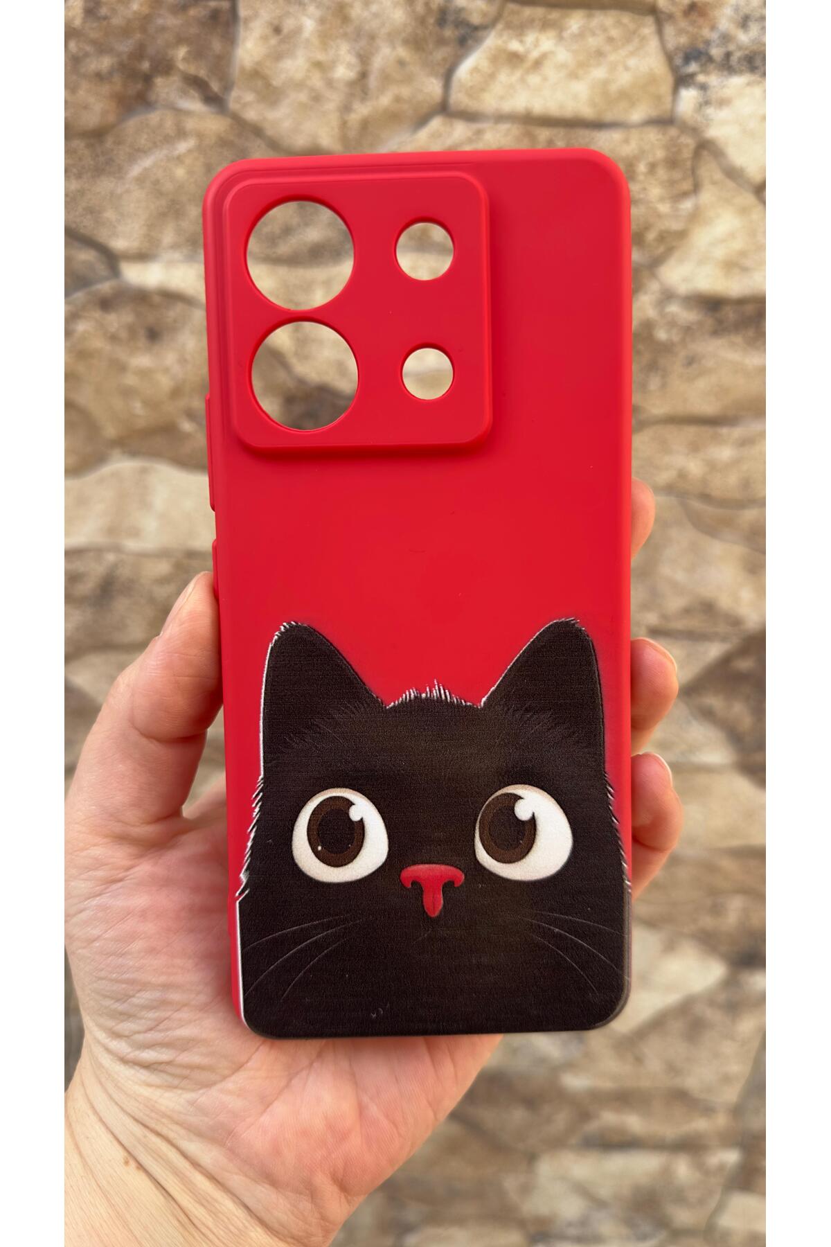 Redmi Note 13 Pro 5G Uyumlu Sevimli Siyah Kedi Desenli Silikon Darbe Emici Klasik Korumalı Kılıf