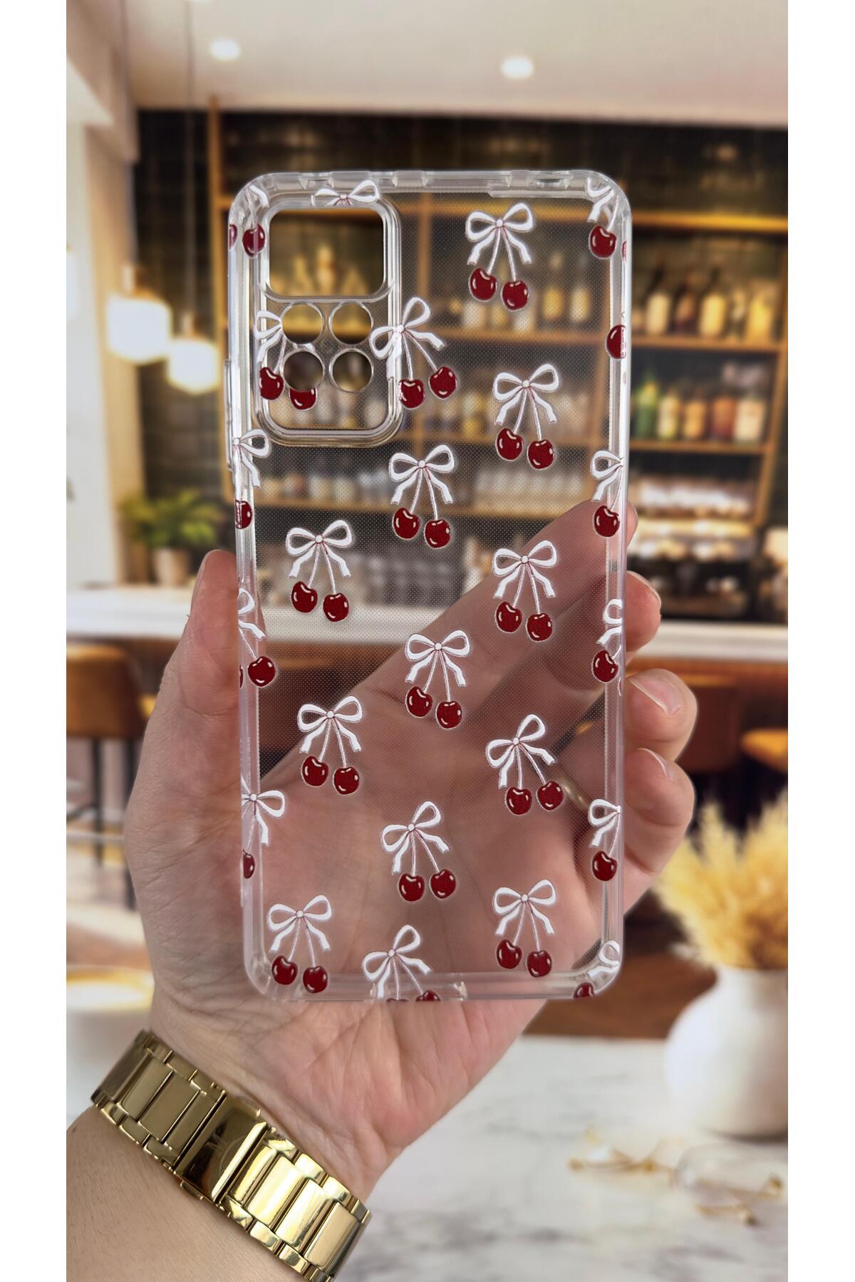 Xiaomi Redmi Note 11 Pro/Note 12 Pro 4G-Kiraz Desenli Şeffaf Darbe Emici Kamera Korumalı Clear Kılıf