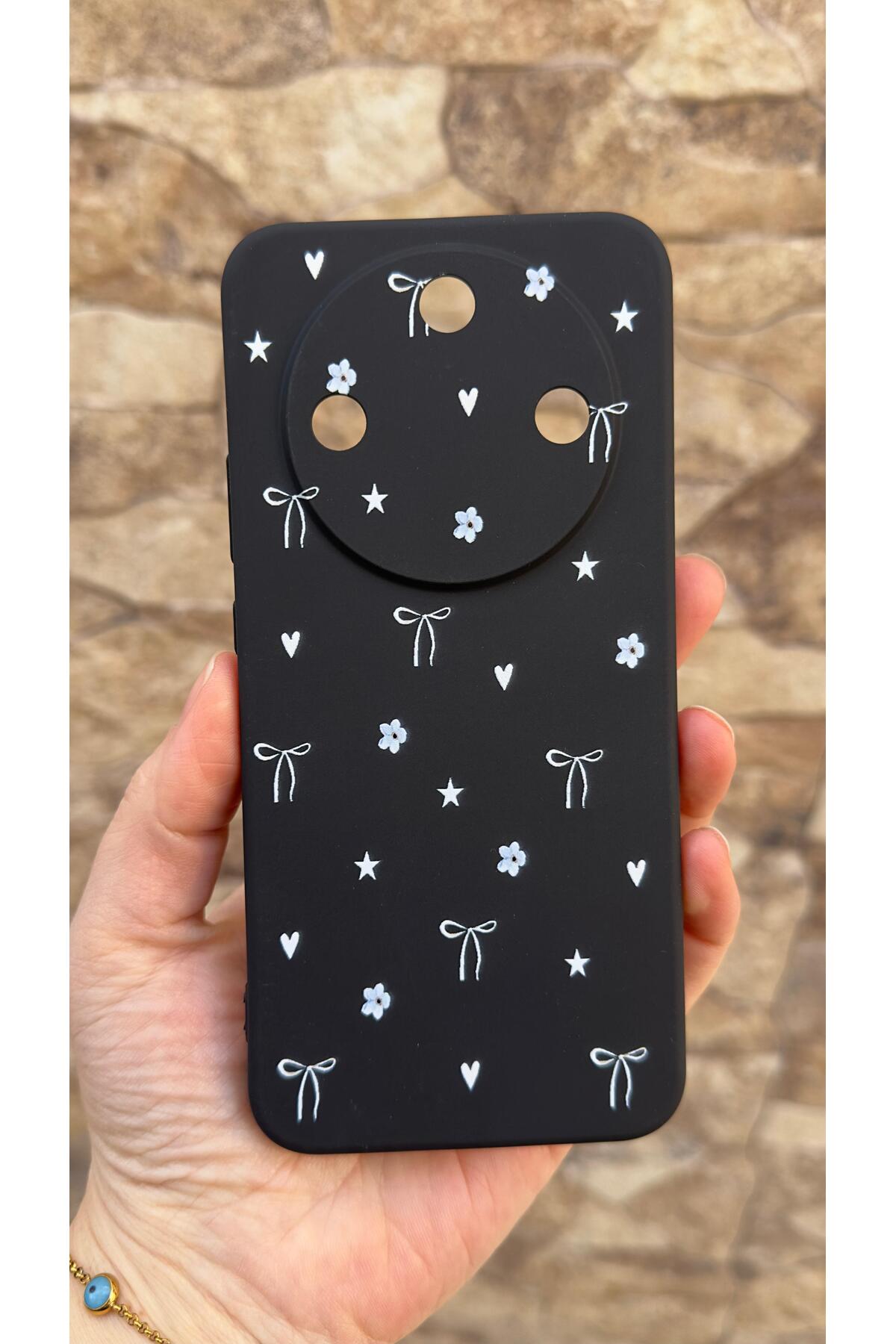 Honor Magic 8 Lite Uyumlu Mini Fiyonk Desenli Silikon Darbe Emici Klasik Korumalı Rubber Kılıf