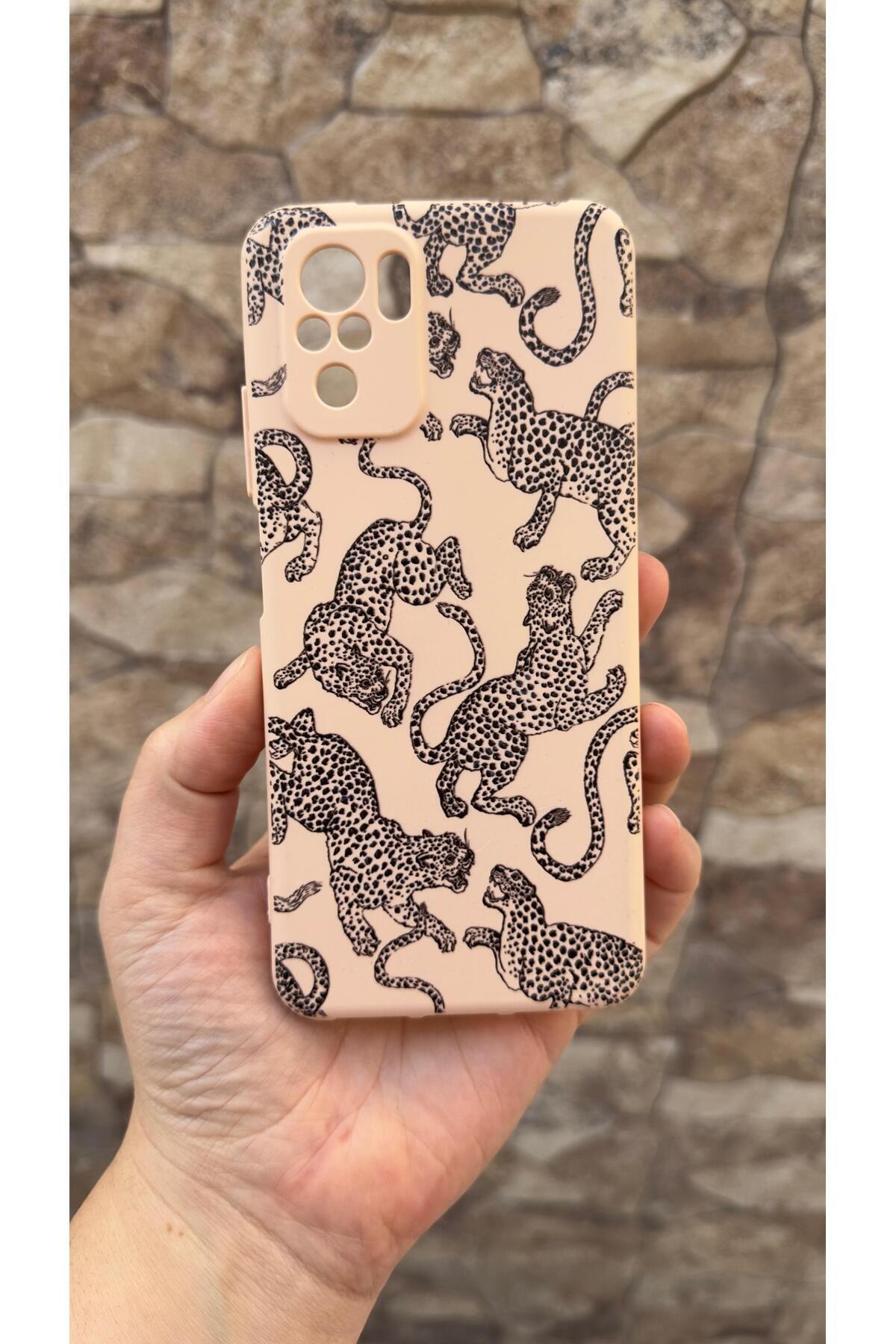 Xiaomi Redmi Note 10 ve 10S Uyumlu Leopar Desenli Silikon Darbe Emici Klasik Rubber Kılıf