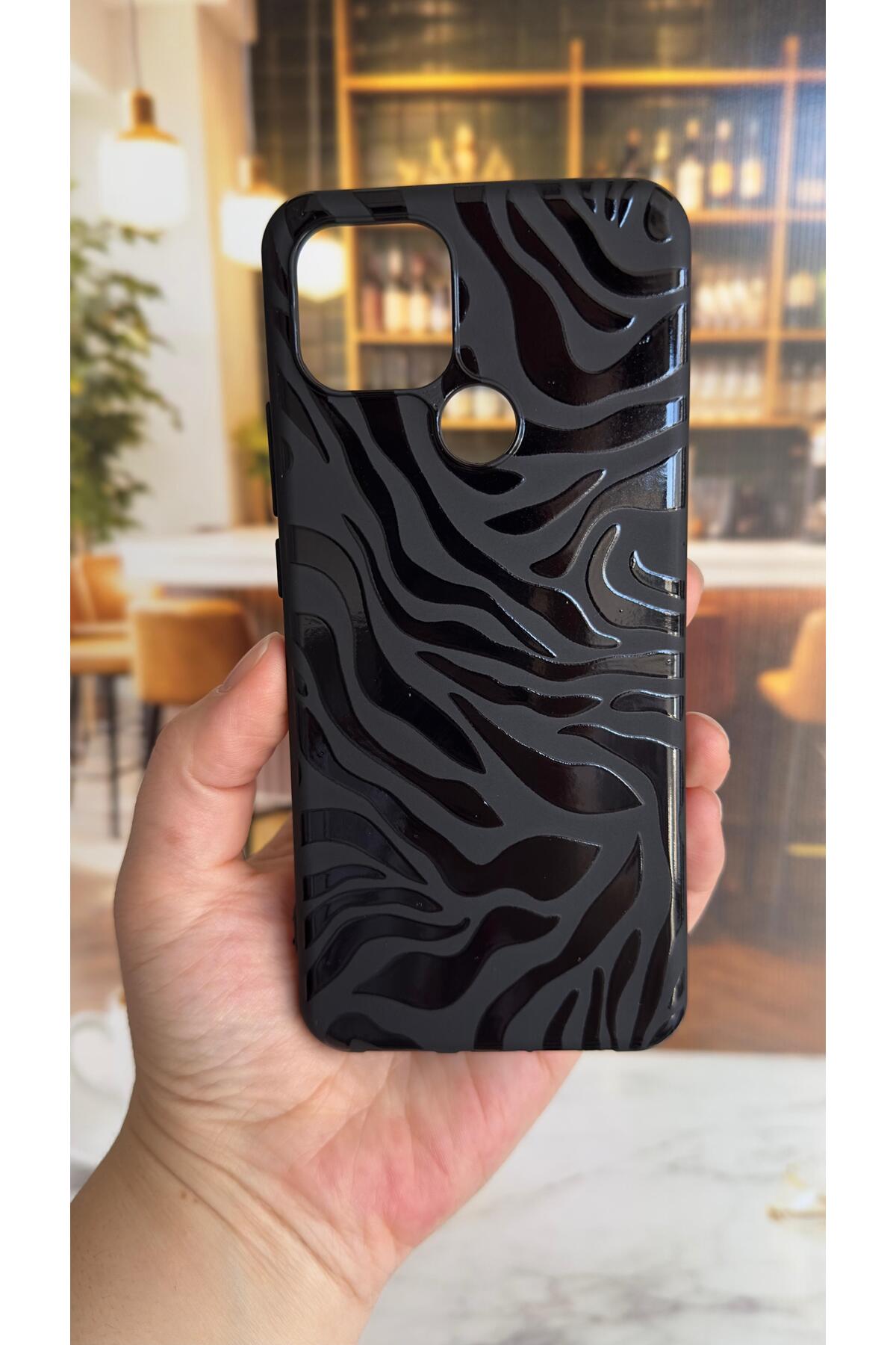 Oppo A15 Uyumlu Zebra Desenli Silikon Darbe Emici Klasik Korumalı Rubber Kılıf