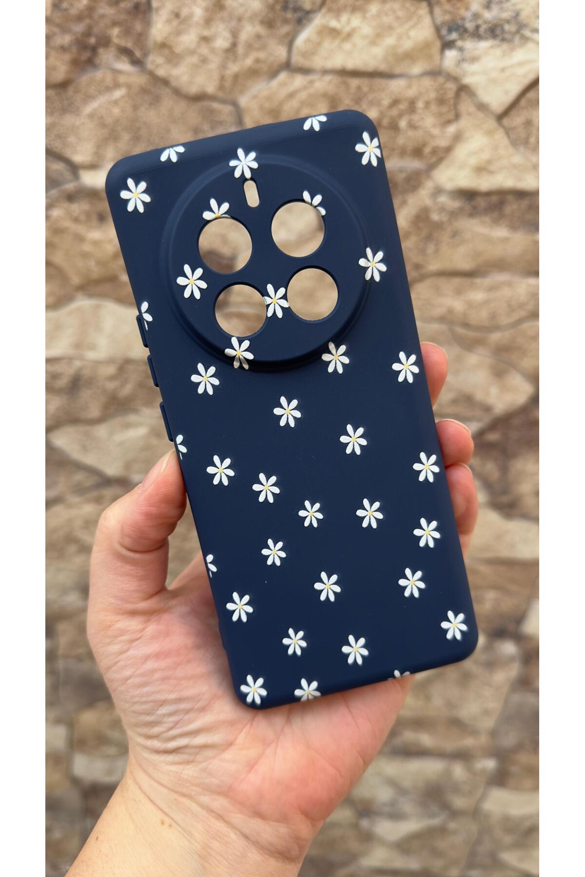 Realme 12 Pro Uyumlu Mini Papatya Desenli Silikon Darbe Emici Klasik Korumalı Rubber Kılıf