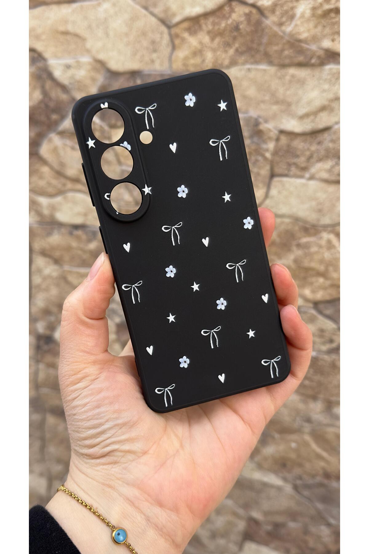 Samsung Galaxy S26 Uyumlu Mini Fiyonk Desenli Silikon Darbe Emici Klasik Korumalı Rubber Kılıf