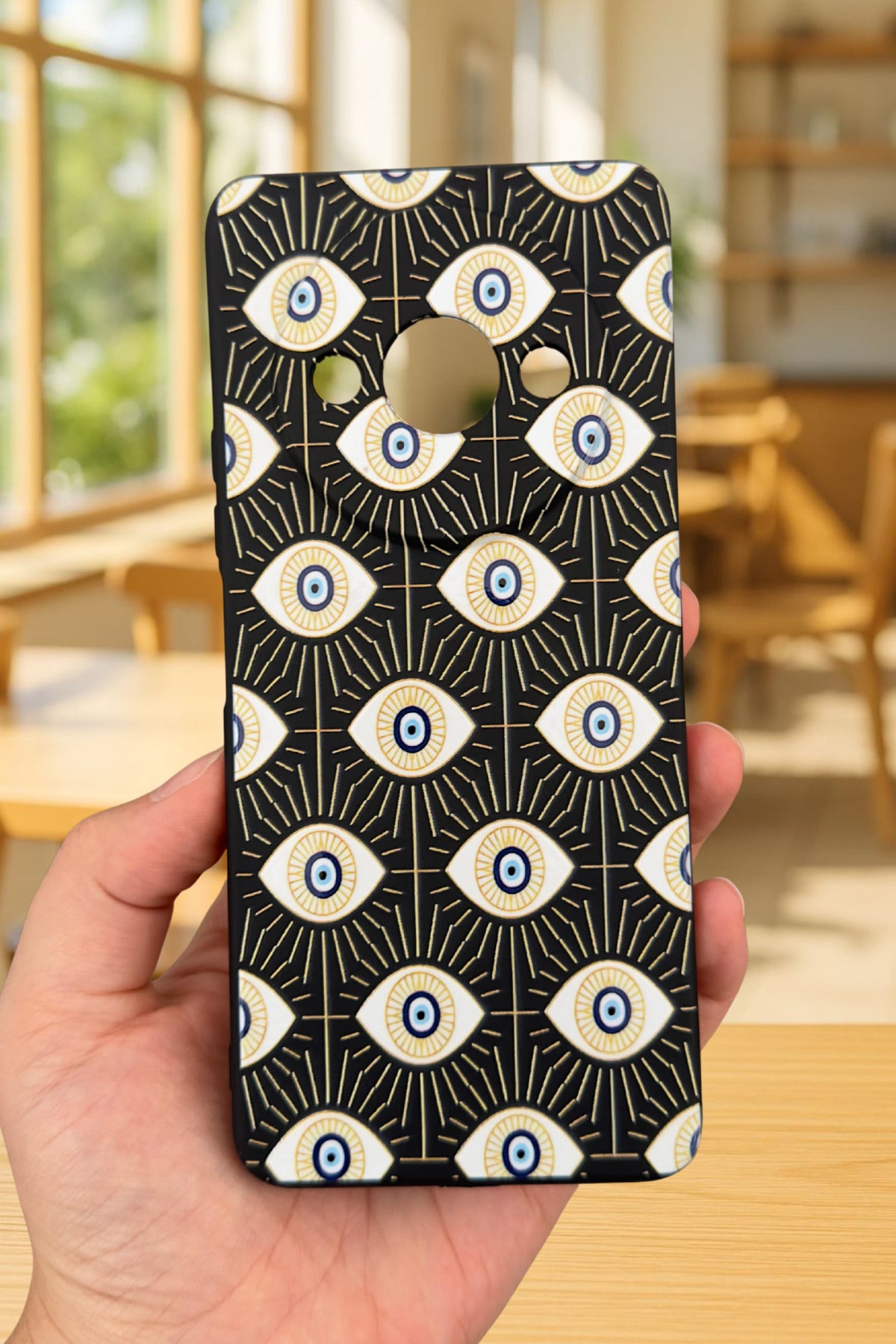 Xiaomi Redmi A3 Uyumlu Evıl Eye Desenli Silikon Darbe Emici Klasik Korumalı Rubber Kılıf