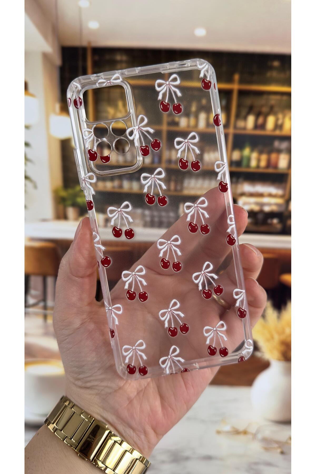 Xiaomi Redmi Note 11 Pro/Note 12 Pro 4G-Kiraz Desenli Şeffaf Darbe Emici Kamera Korumalı Clear Kılıf