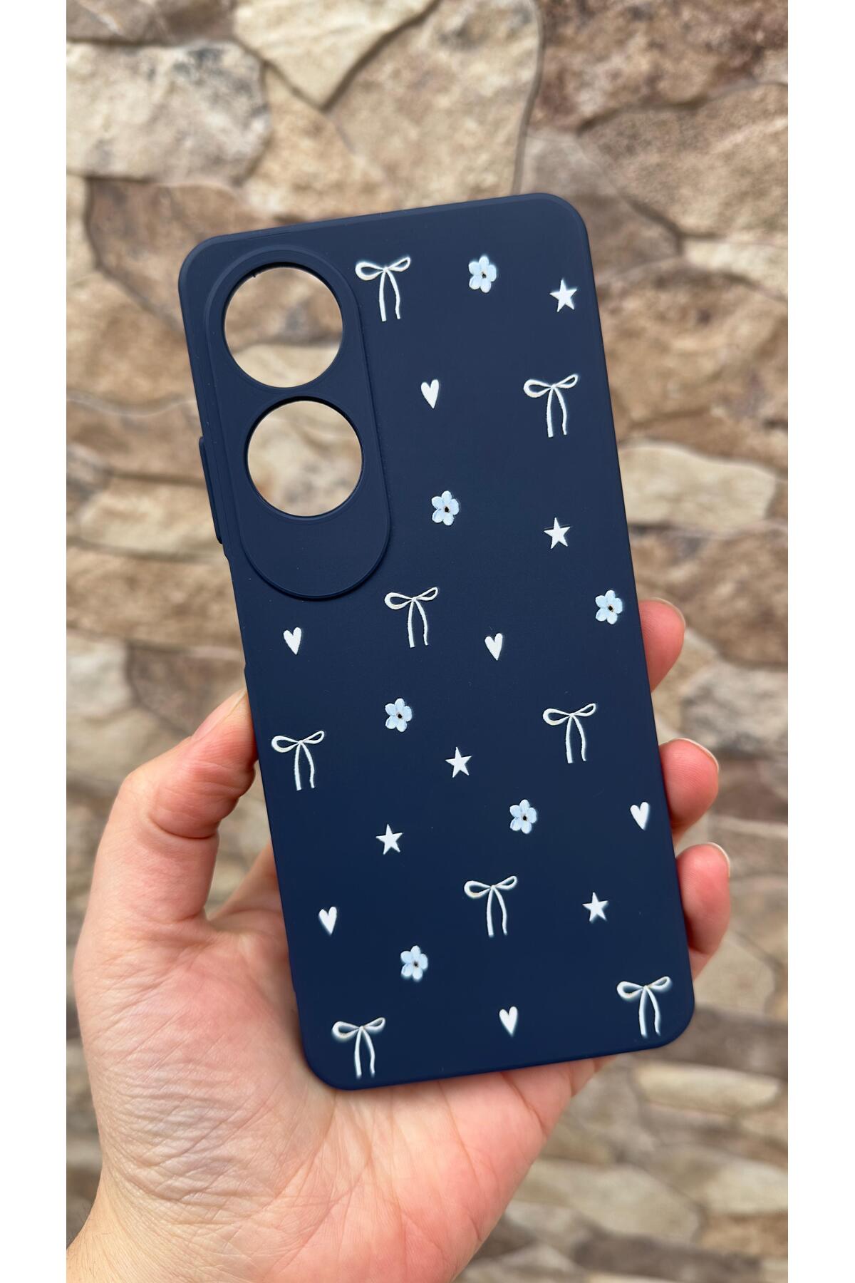 Oppo A60 Uyumlu Mini Fiyonk Desenli Silikon Darbe Emici Klasik Korumalı Rubber Kılıf 277
