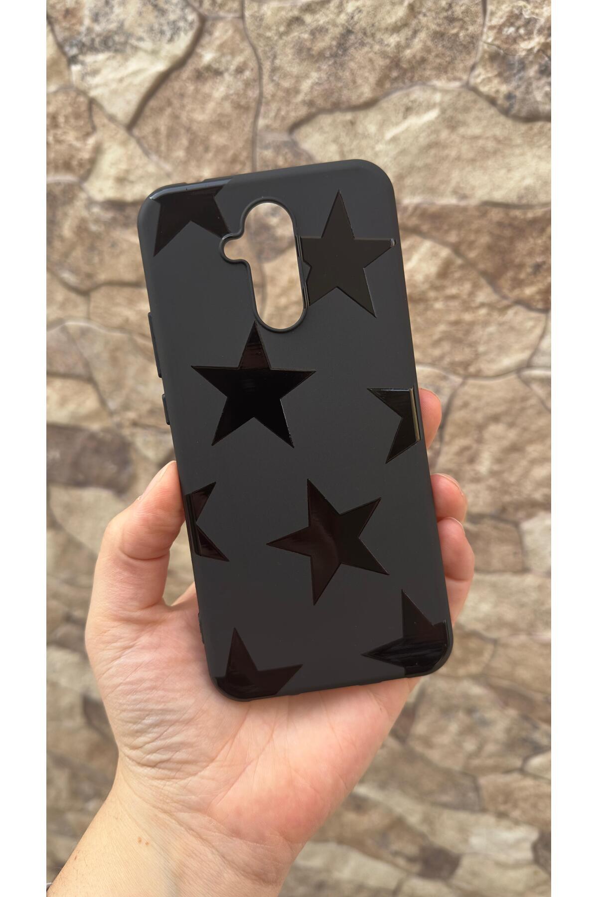 HUAWEİ Mate 20 Lite Uyumlu Star Desenli Silikon Darbe Emici Klasik Korumalı Rubber Kılıf