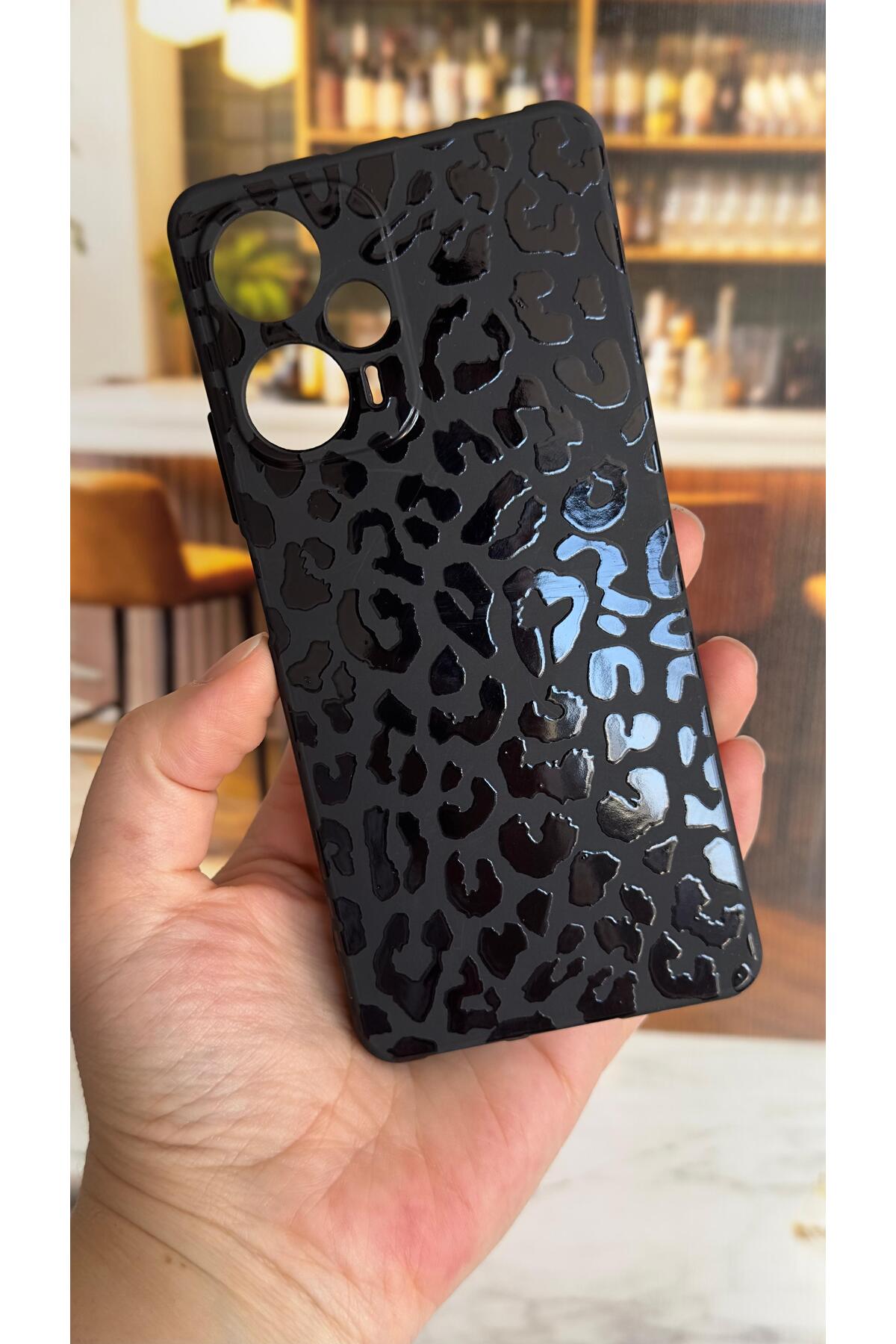 Poco F5 Uyumlu Leopar Desenli Silikon Darbe Emici Klasik Korumalı Rubber Kılıf