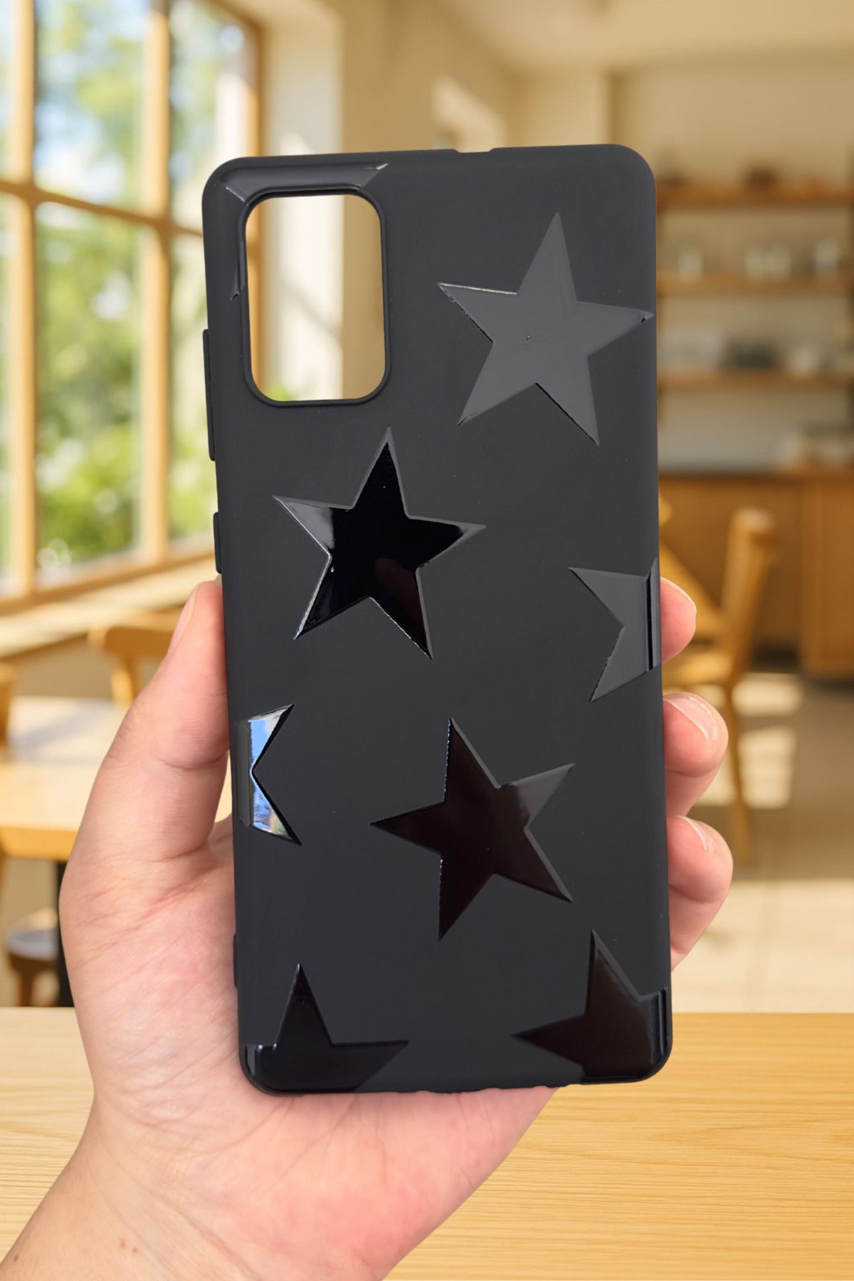 Samsung Galaxy A31 Uyumlu Star Desenli Silikon Darbe Emici Klasik Korumalı Rubber Kılıf