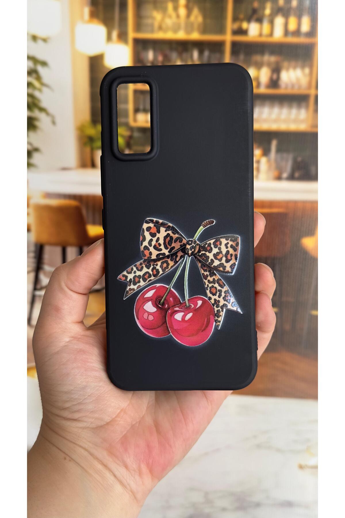 Infinix GT 30 Pro Uyumlu Kiraz Fiyonk Leopar Desenli Silikon Darbe Emici Klasik Rubber Kılıf