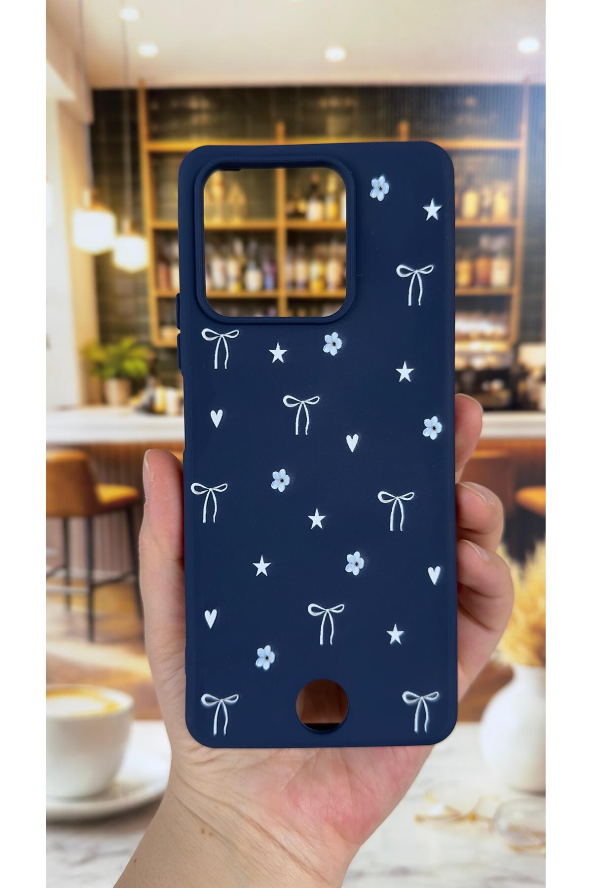 REEDER S71 Uyumlu Mini Fiyonk Desenli Silikon Darbe Emici Klasik Korumalı Rubber Kılıf