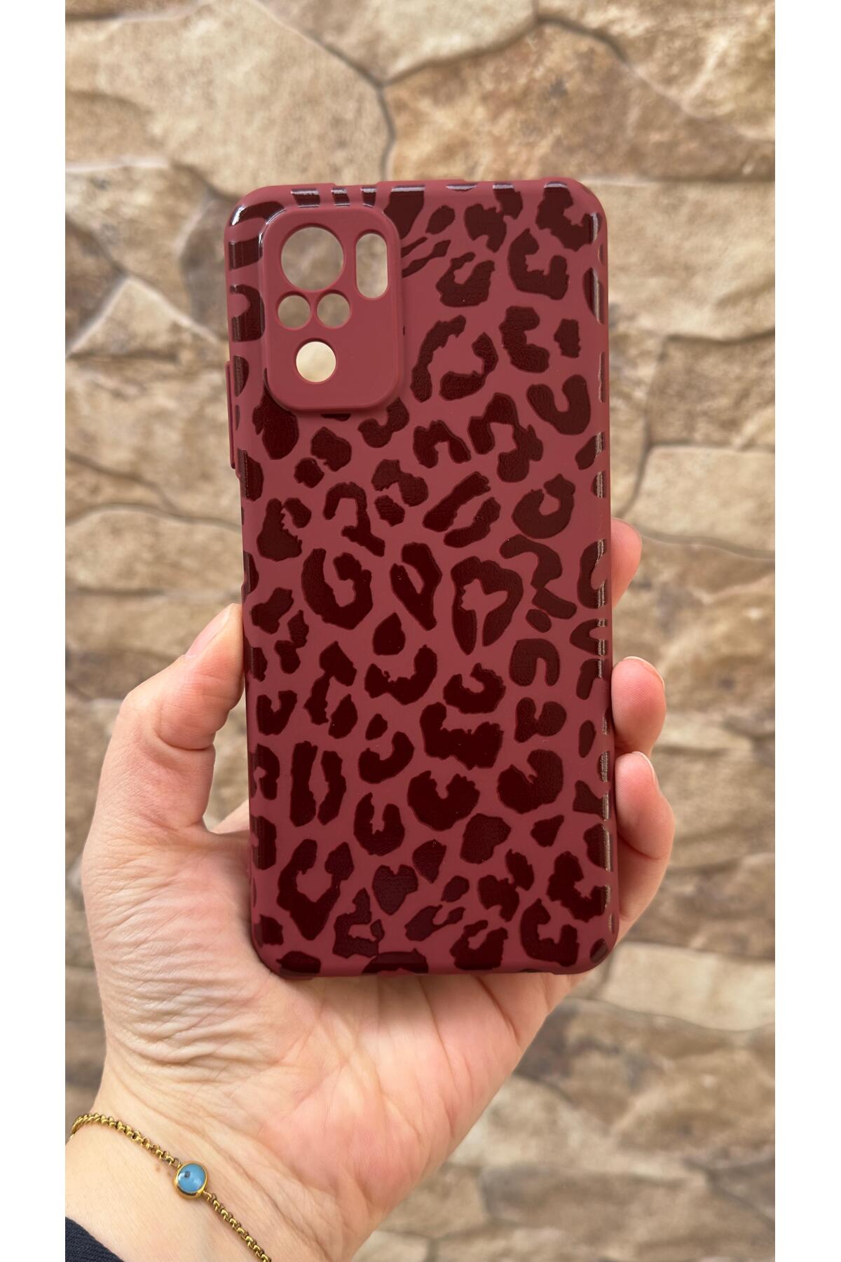 Redmi Note 10 ve 10S Uyumlu Leopar Desenli Silikon Darbe Emici Klasik Korumalı Rubber Kılıf