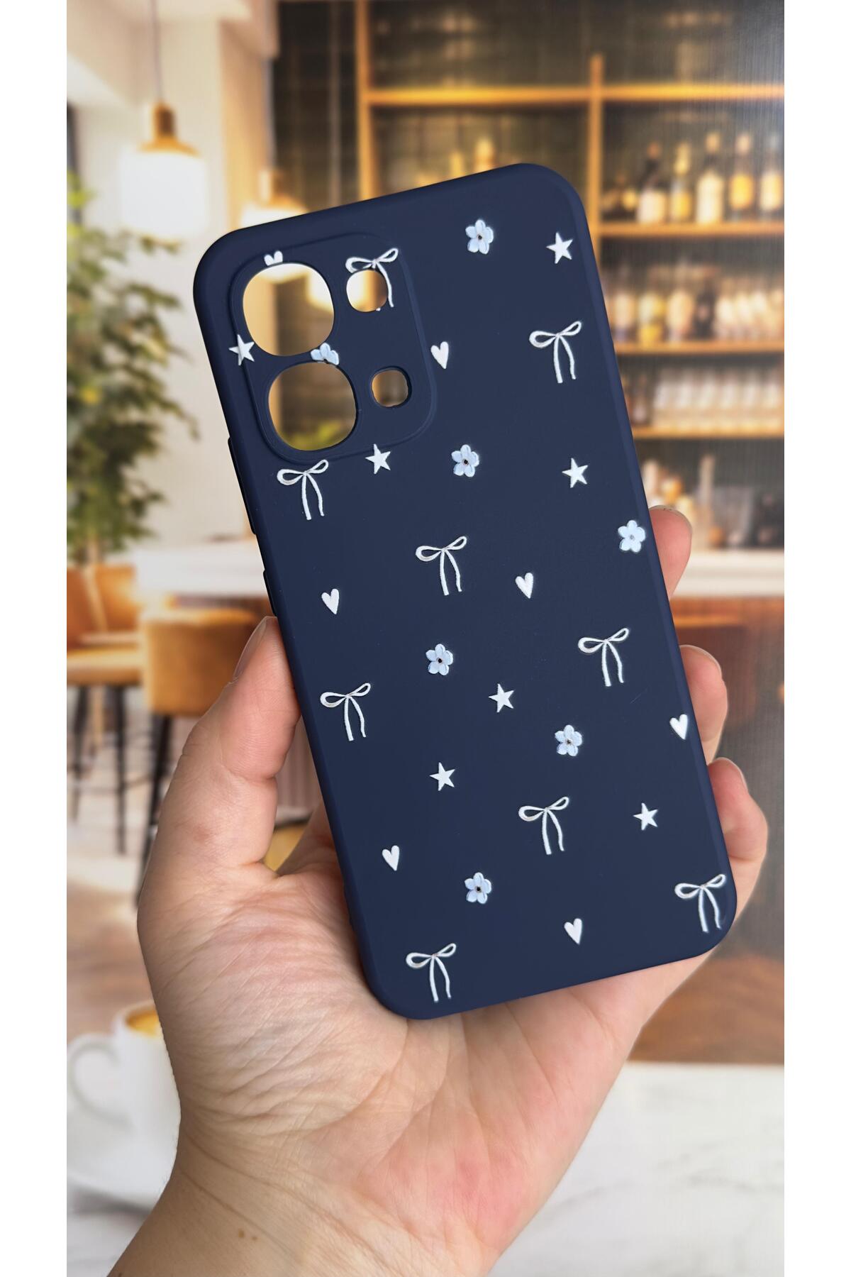 Oppo A6 Pro Uyumlu Mini Fiyonk Desenli Silikon Darbe Emici Klasik Korumalı Rubber Kılıf