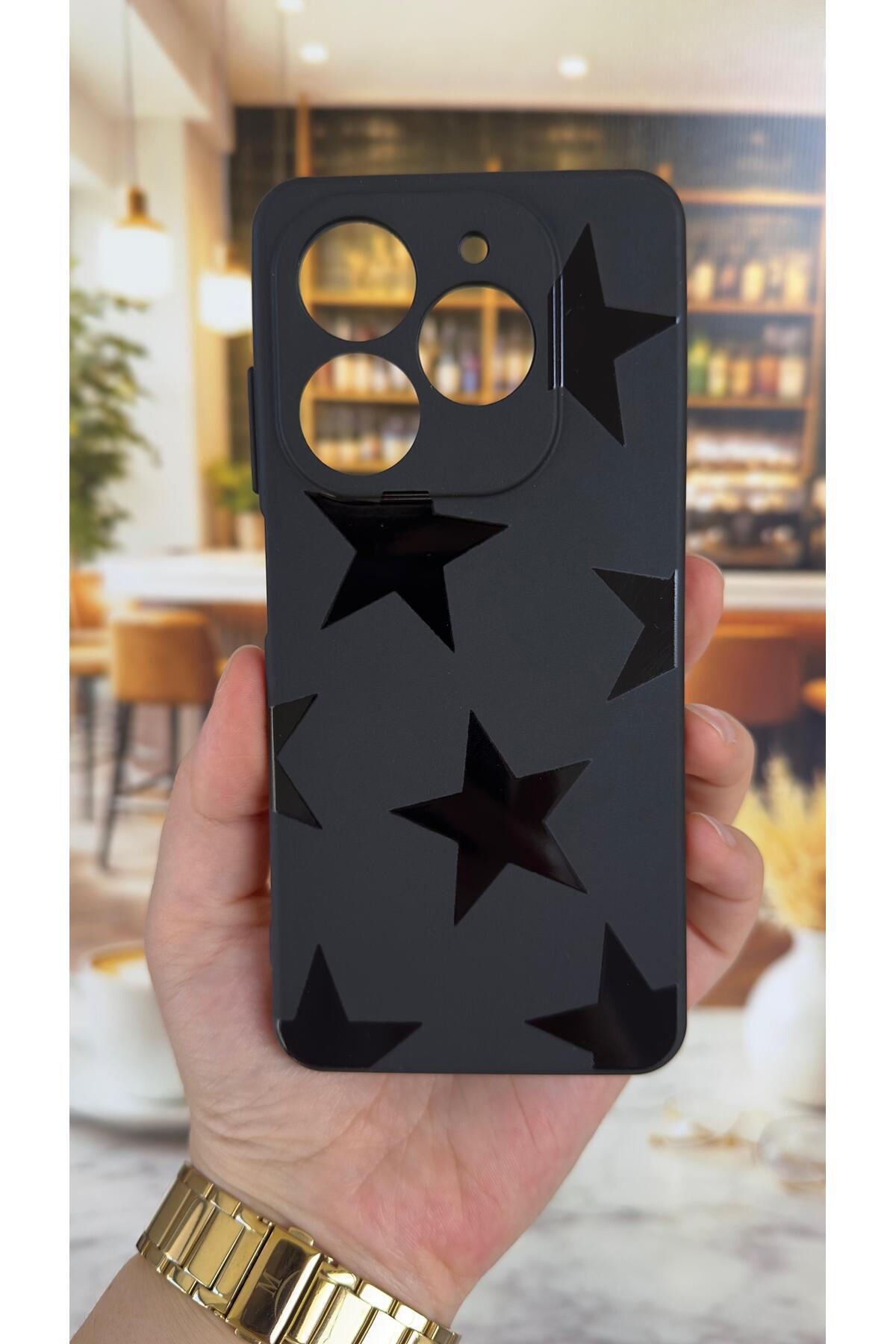 Tecno Spark 20/20C Uyumlu Star Silikon Darbe Emici Klasik Korumalı Rubber Kılıf