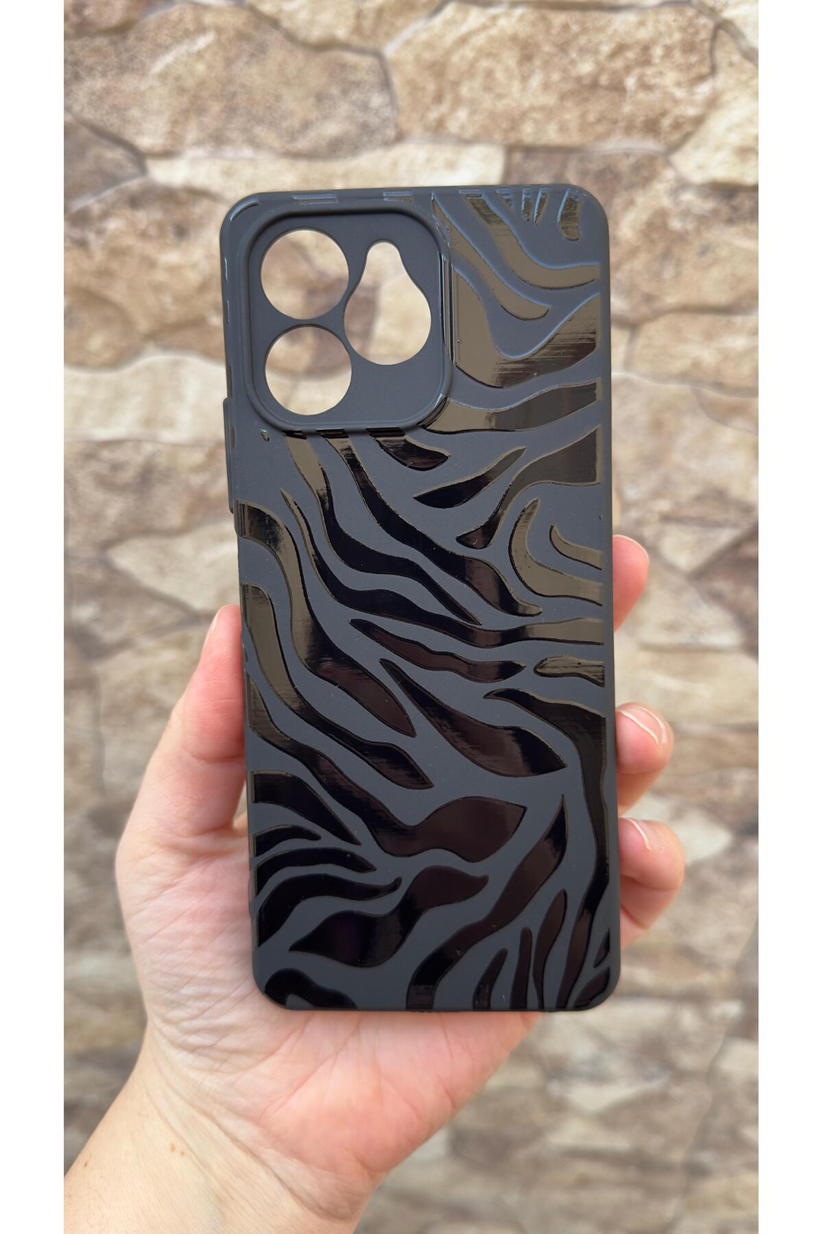 Omix X6 Uyumlu Zebra Desenli Silikon Darbe Emici Klasik Korumalı Rubber Kılıf