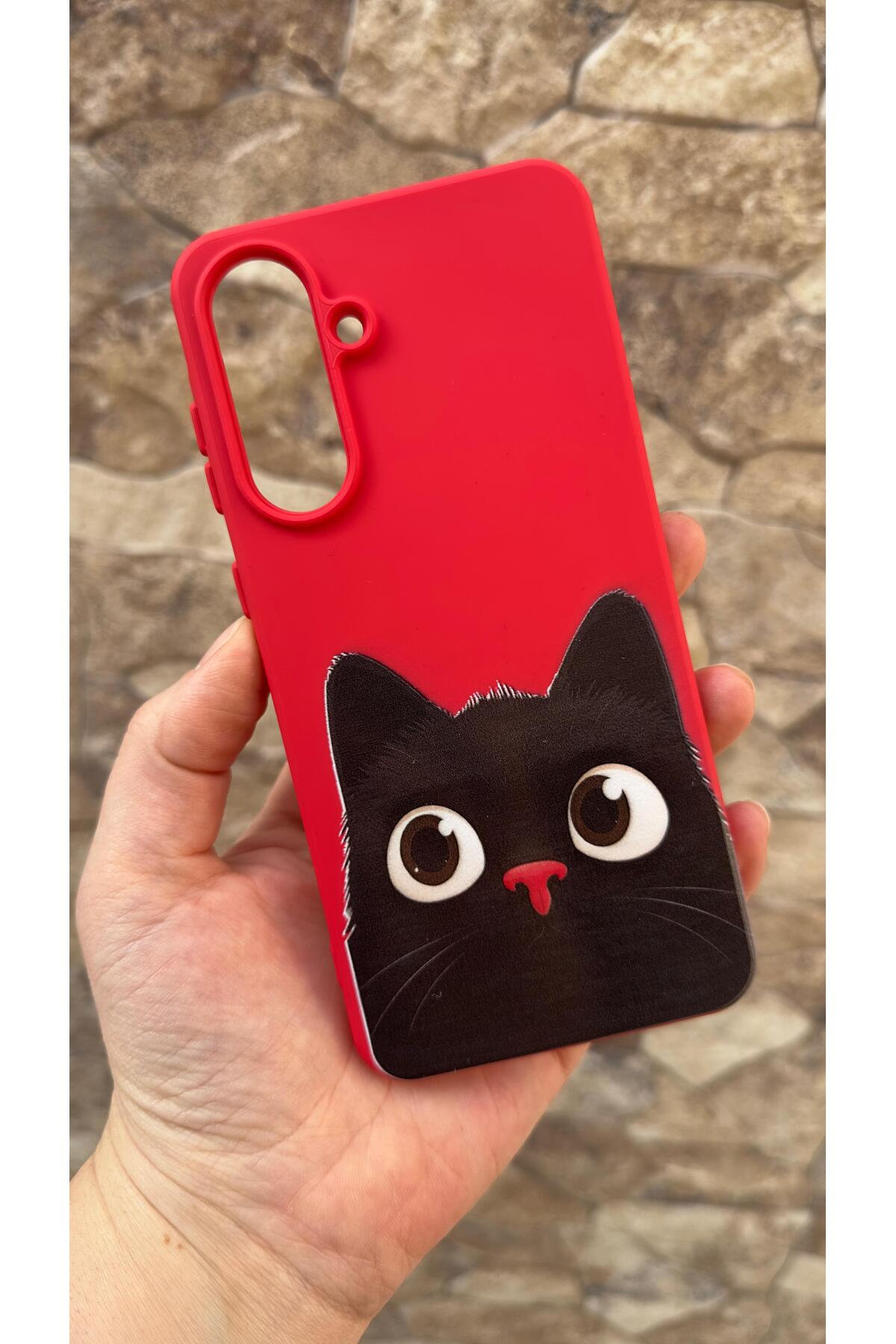 Samsung Galaxy A56 Uyumlu Sevimli Siyah Kedi Desenli Silikon Darbe Emici Klasik Korumalı RubberKılıf