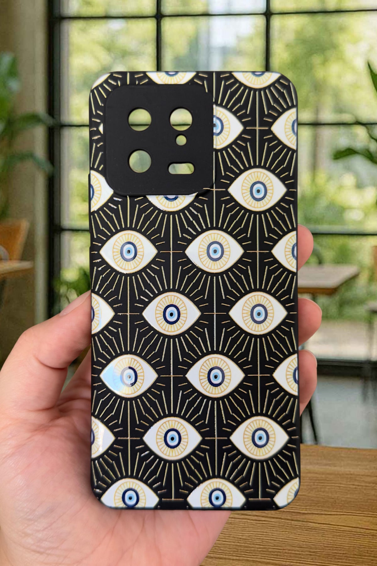 Xiaomi Mi 13 Uyumlu Evıl Eye Desenli Silikon Darbe Emici Klasik Korumalı Rubber Kılıf