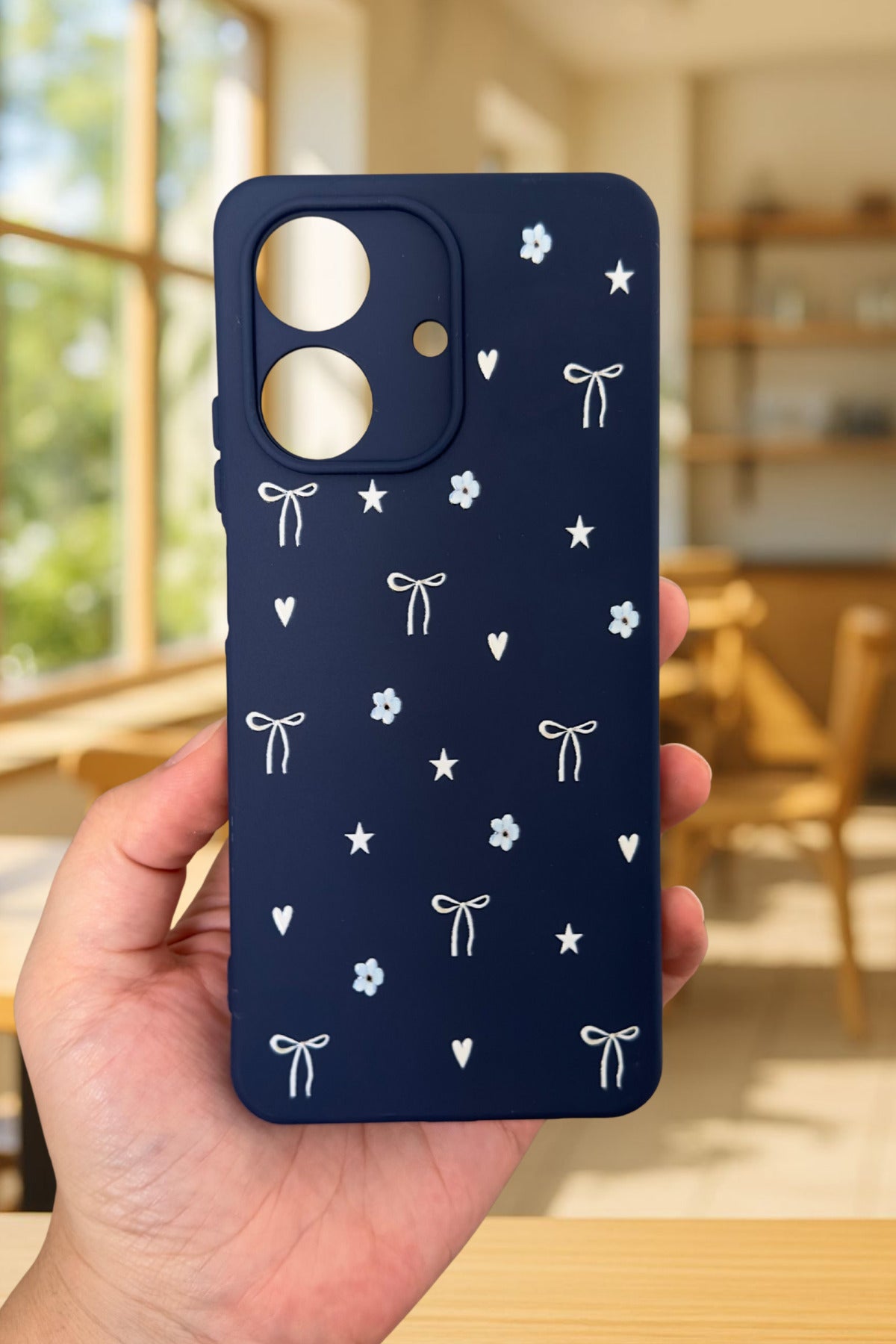 REALME NOTE 60 Uyumlu Mini Fiyonk Desenli Silikon Darbe Emici Klasik Korumalı Rubber Kılıf