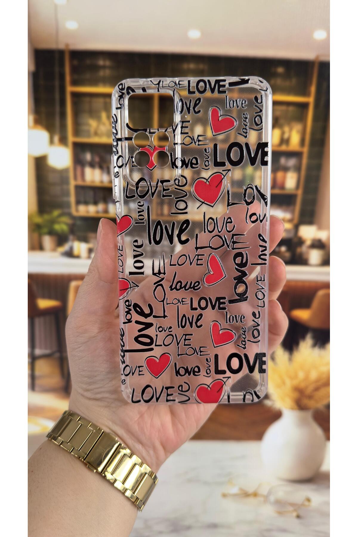 Redmi Note 11 Pro ve Note 12 Pro 4G-Love Yazı Desenli Şeffaf Darbe Emici Kamera Korumalı Clear Kılıf
