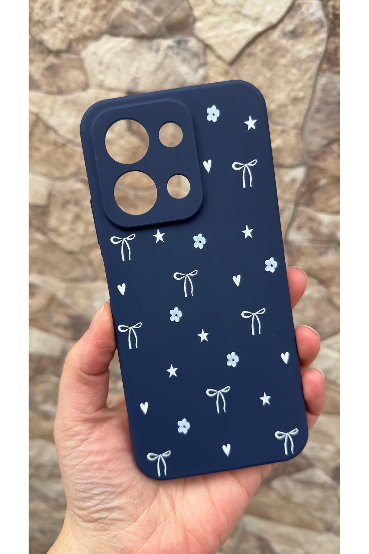 Redmi 15C Uyumlu Mini Fiyonk Desenli Silikon Darbe Emici Klasik Korumalı Rubber Kılıf
