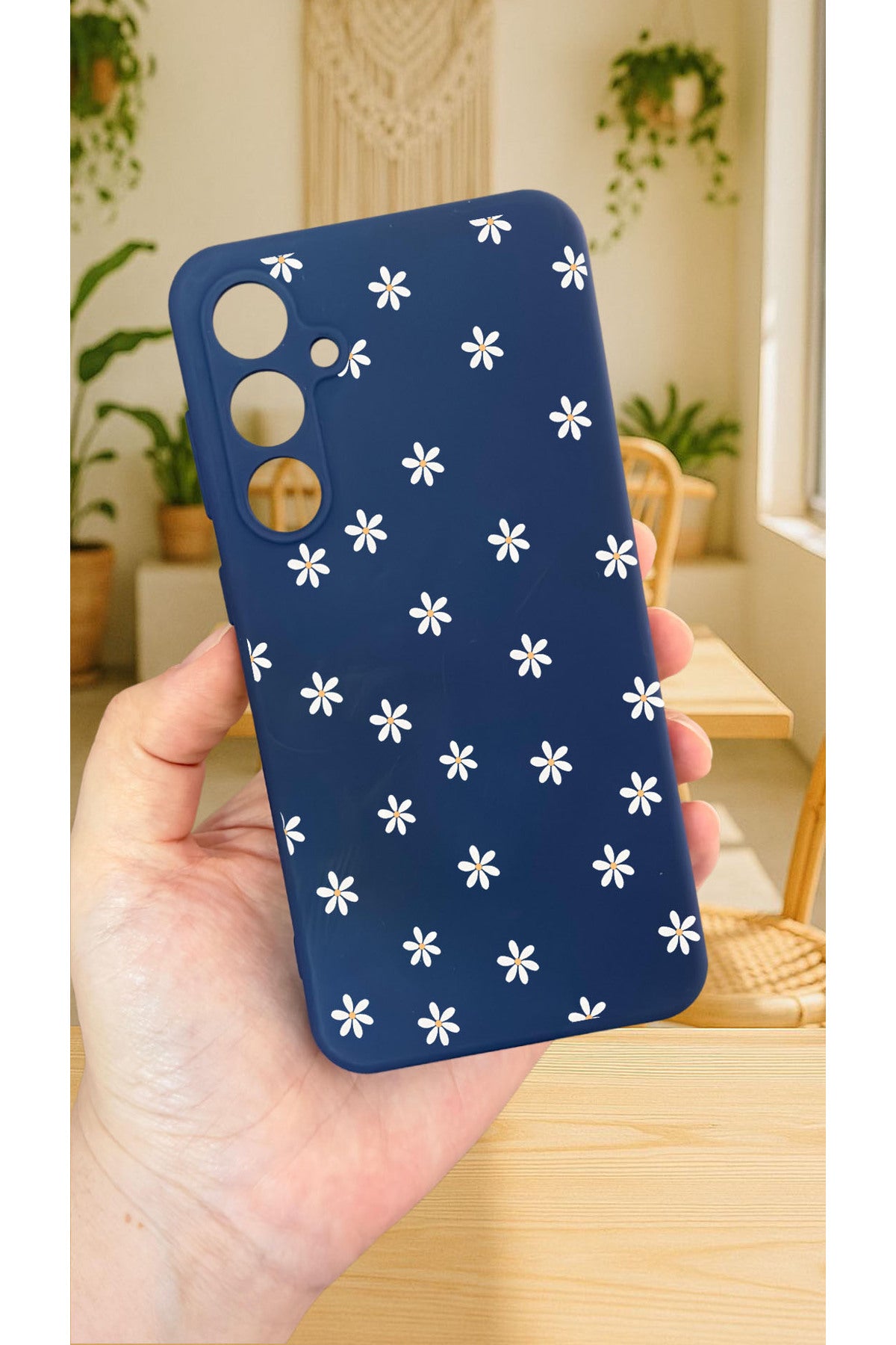 Samsung Galaxy S25 Plus Uyumlu Mini Papatya Desenli Silikon Darbe Emici Klasik Rubber Kılıf