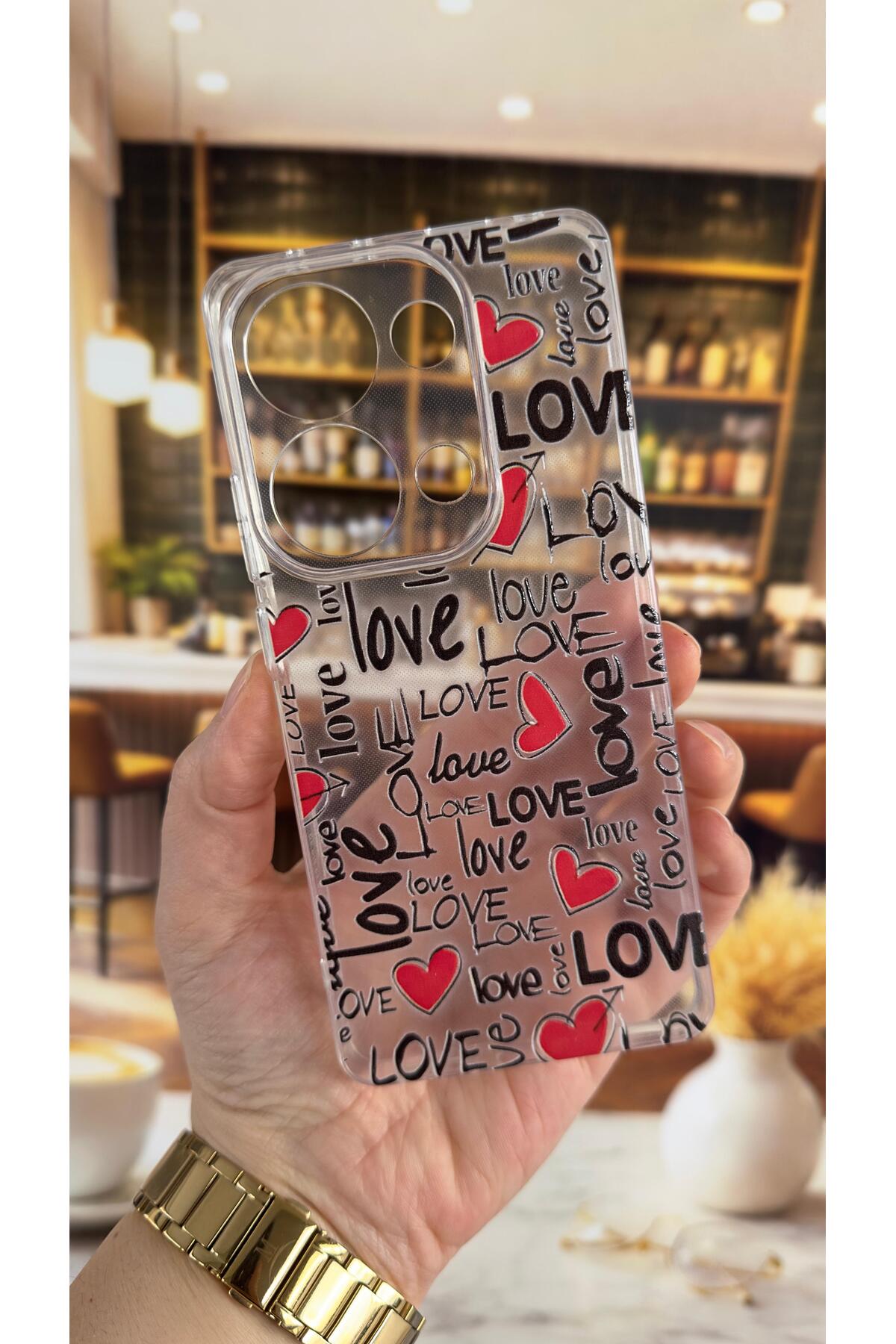 Redmi Note 13 Pro 4G Uyumlu Love Yazı Desenli Şeffaf Darbe Emici Kamera Korumalı Clear Kılıf