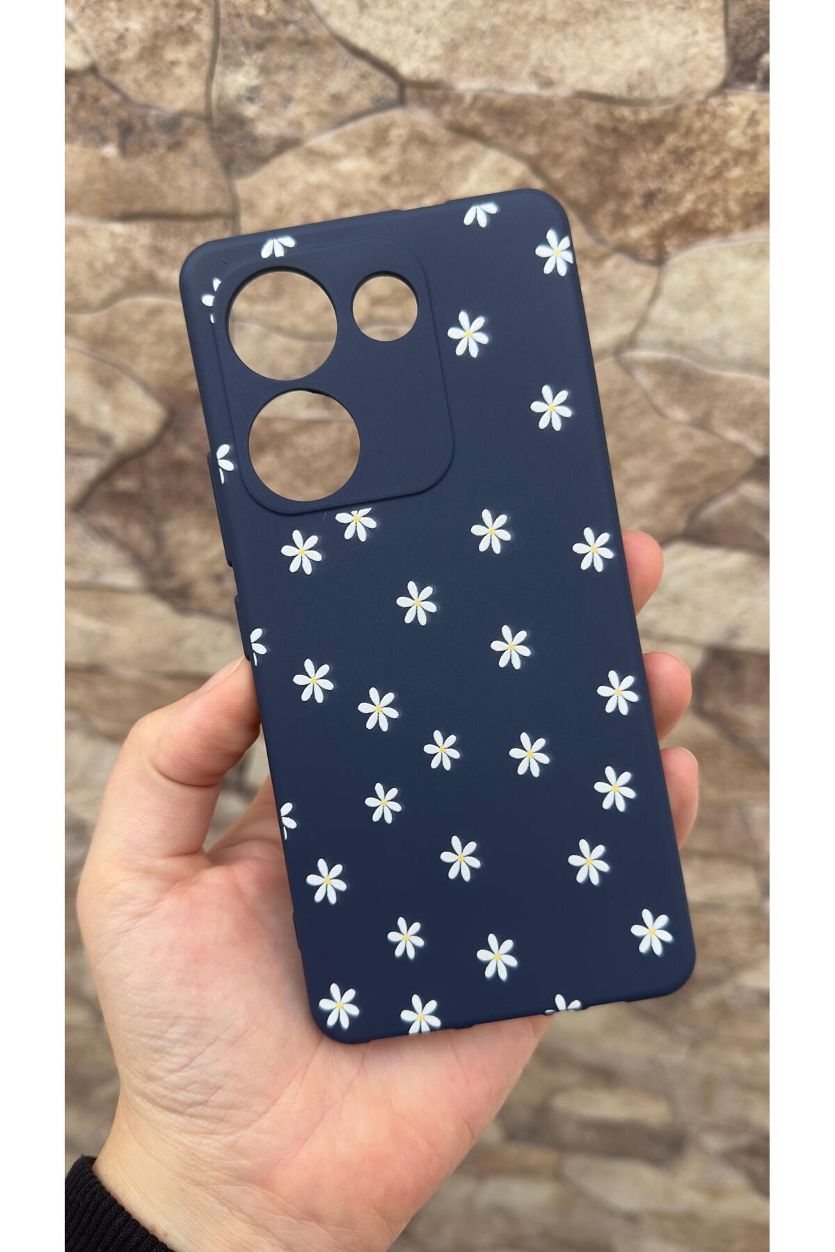 TECNO CAMON 20 PRO Uyumlu Mini Papatya Desenli Silikon Darbe Emici Klasik Korumalı Rubber Kılıf