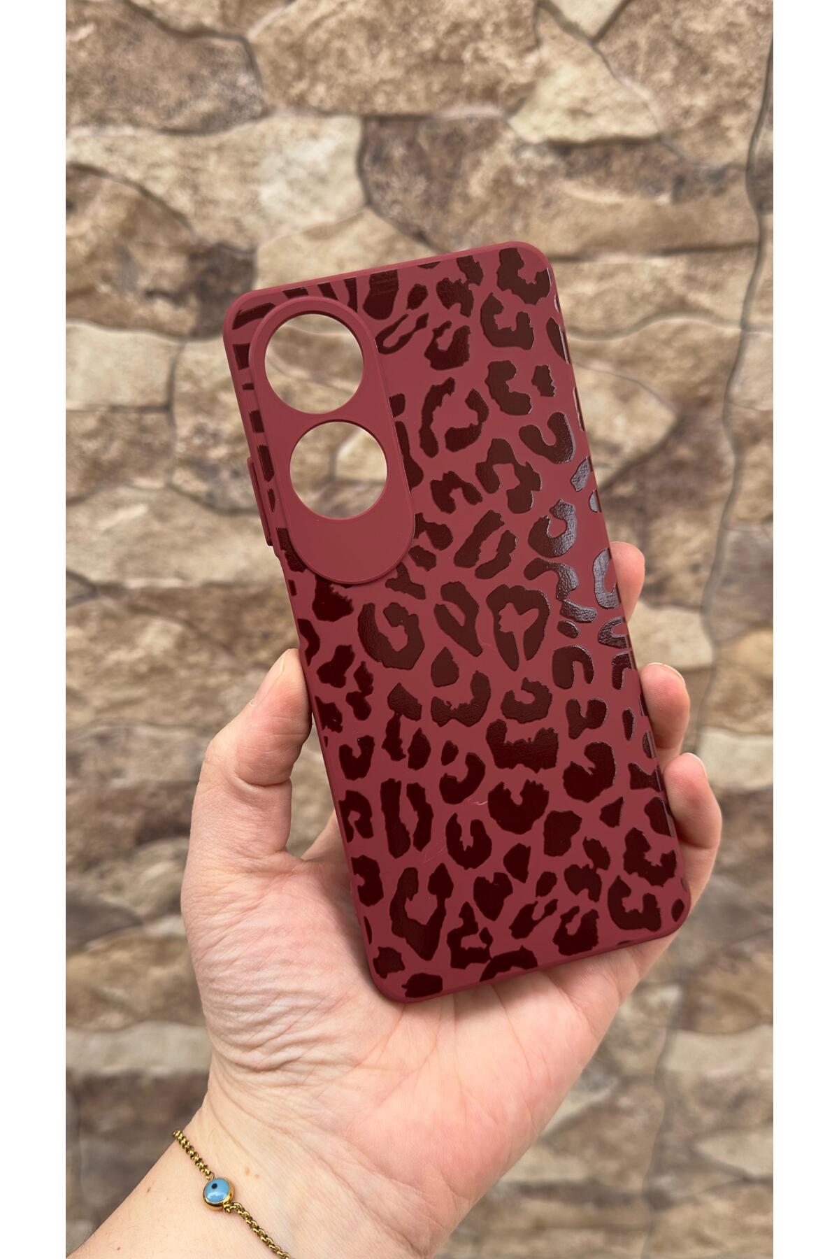 Oppo A60 Uyumlu Leopar Desenli Silikon Darbe Emici Klasik Korumalı Rubber Kılıf
