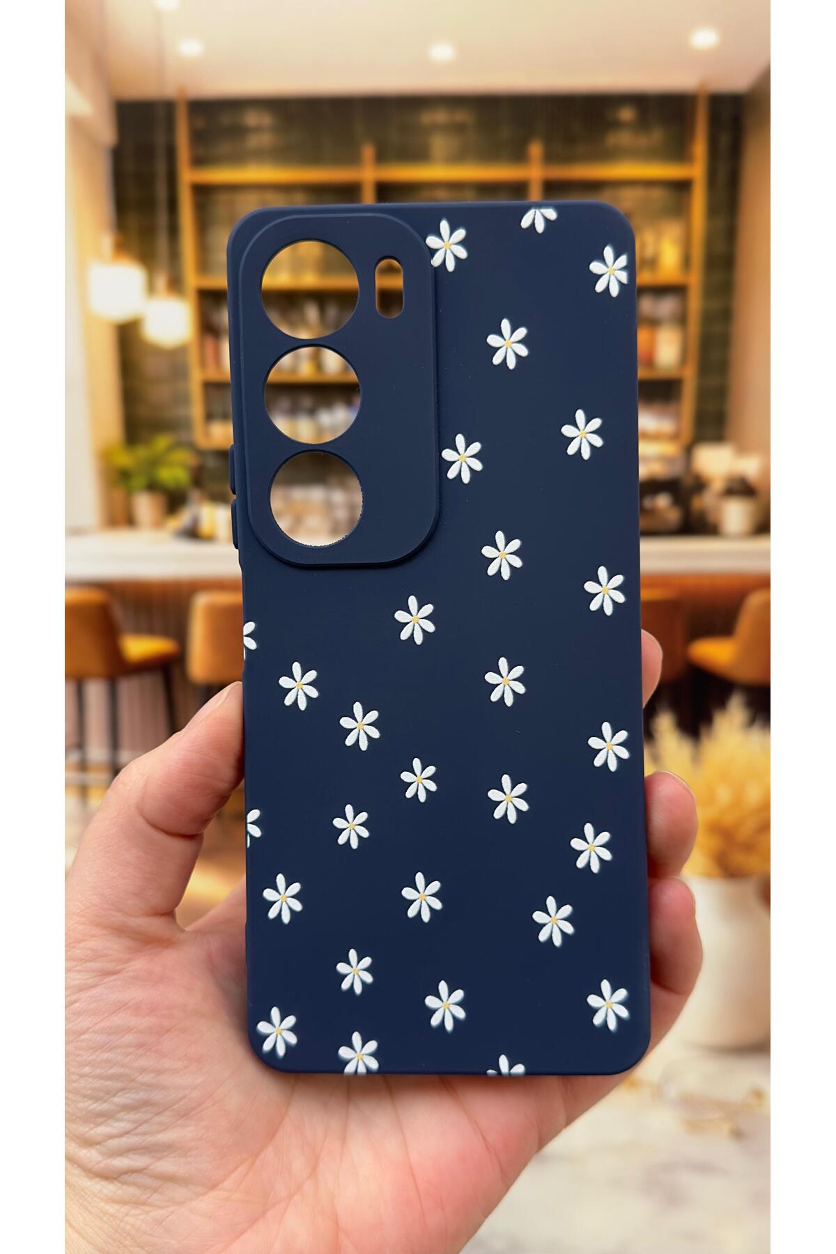 VİVO Y19S Uyumlu Mini Papatya Desenli Silikon Darbe Emici Klasik Korumalı Rubber Kılıf