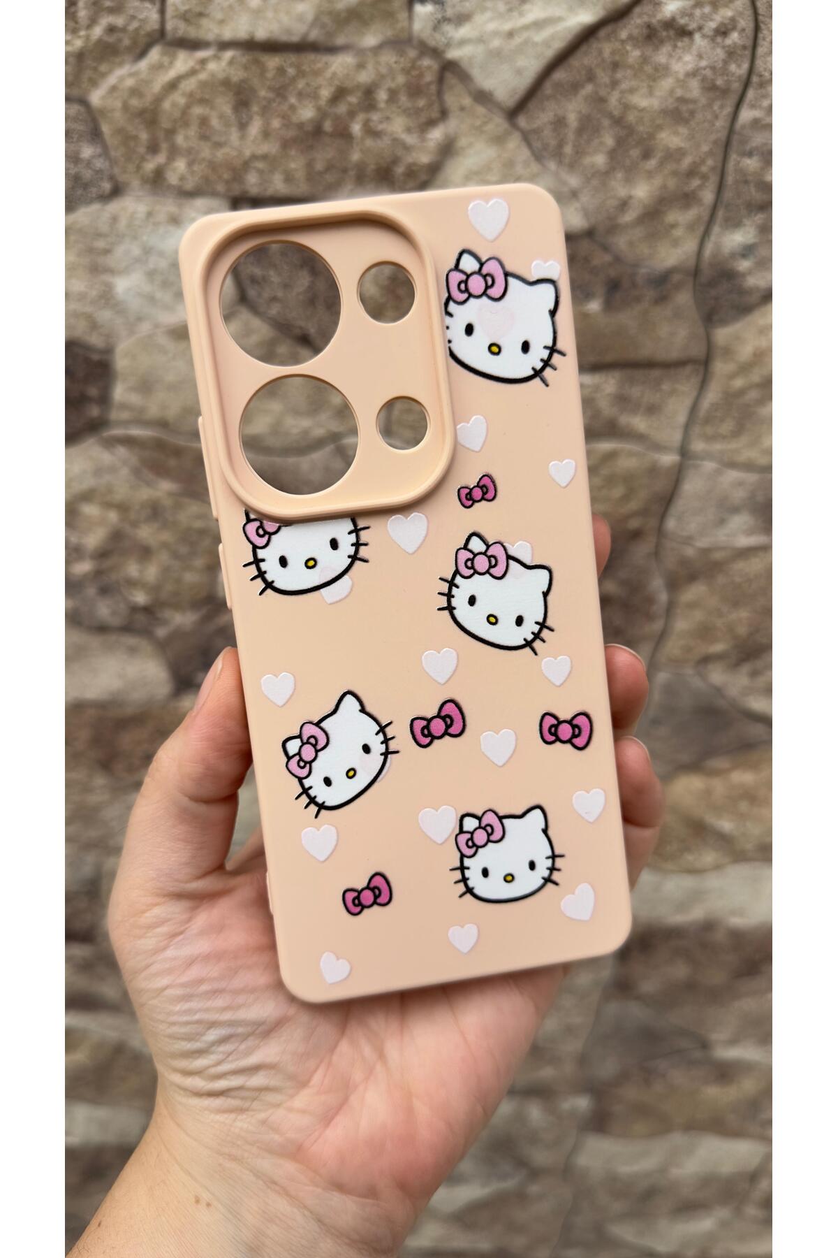 Xiaomi Redmi Note 13 Pro 4G Uyumlu Hello Kity Silikon Darbe Emici Klasik Korumalı Rubber Kılıf