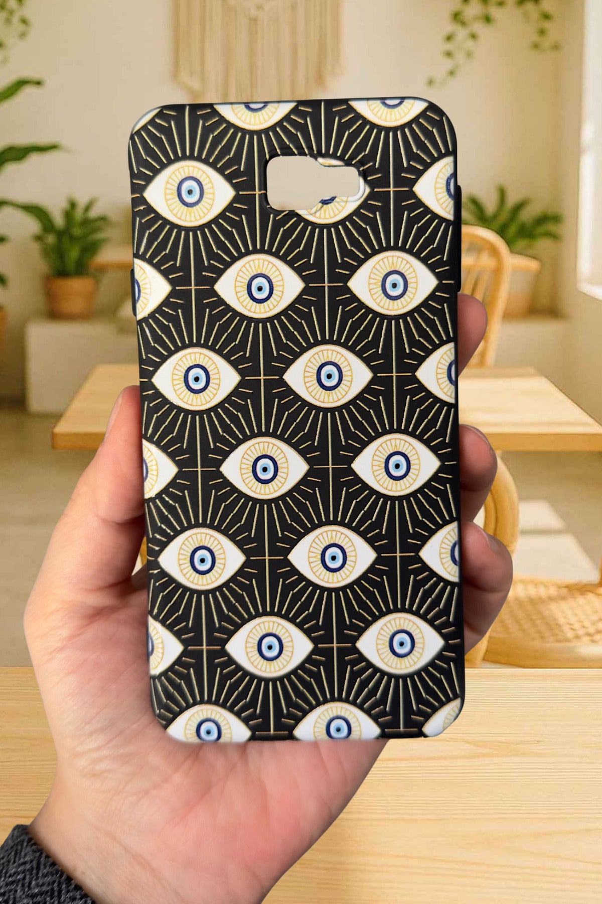 Samsung Galaxy J7 Prime Uyumlu Evıl Eye Desenli Silikon Darbe Emici Rubber Kılıf
