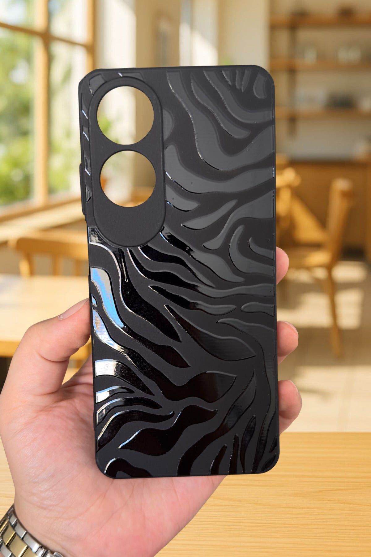 Oppo A60 Uyumlu Zebra Desenli Silikon Darbe Emici Klasik Korumalı Rubber Kılıf
