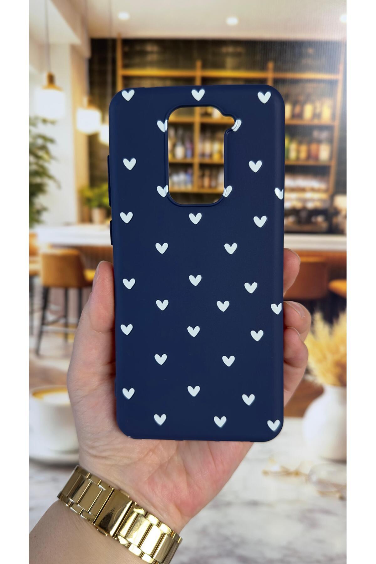 Redmi Note 9 Uyumlu Mini Beyaz Kalp Desenli Silikon Darbe Emici Klasik Korumalı Rubber Kılıf