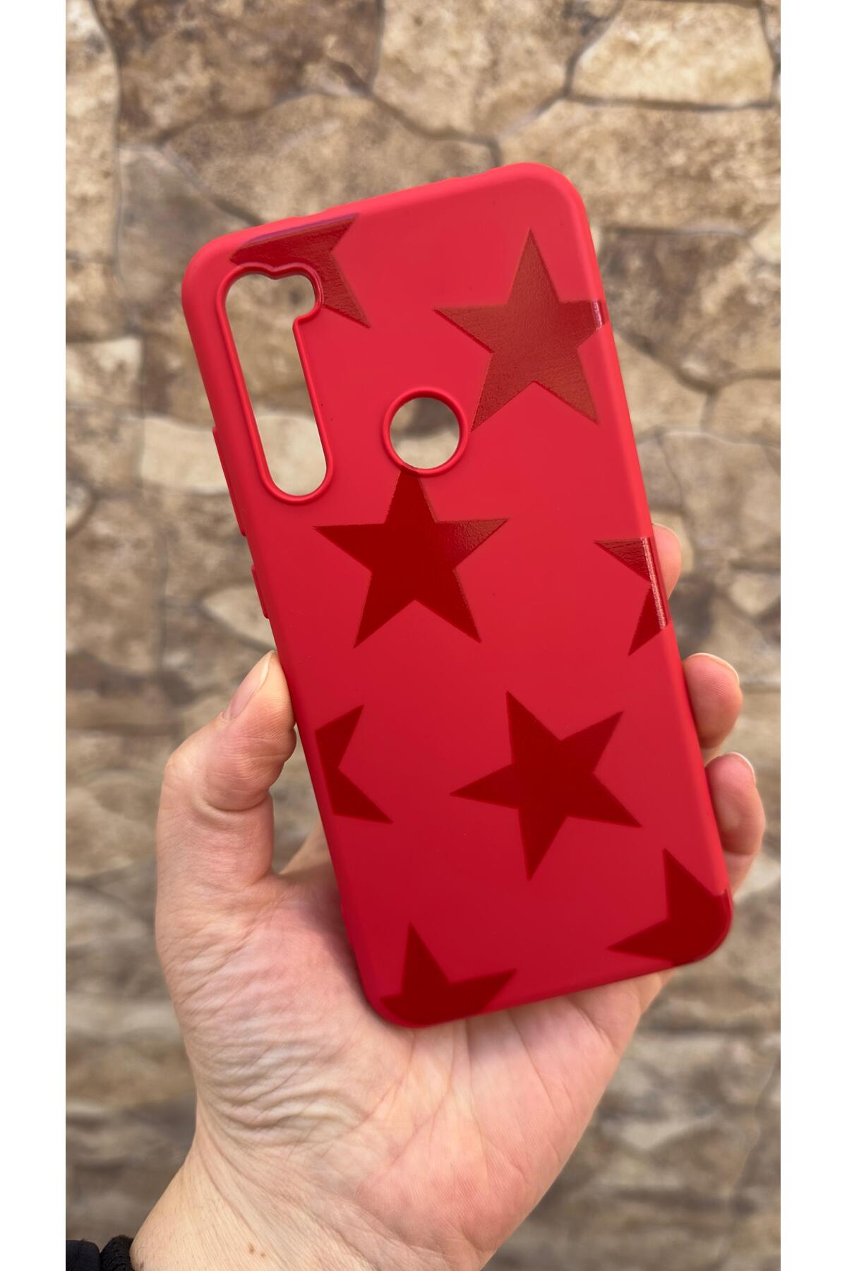 Redmi Note 8 Uyumlu Kırmızı Star Silikon Darbe Emici Klasik Korumalı Rubber Kılıf