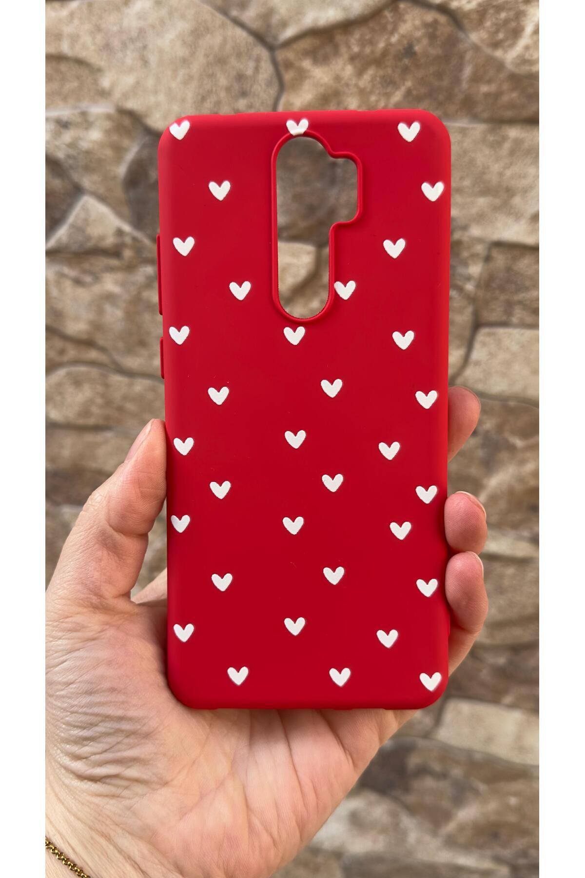 Redmi Note 8 Pro Uyumlu Mini Beyaz Kalp Desenli Silikon Darbe Emici Klasik Korumalı Rubber Kılıf