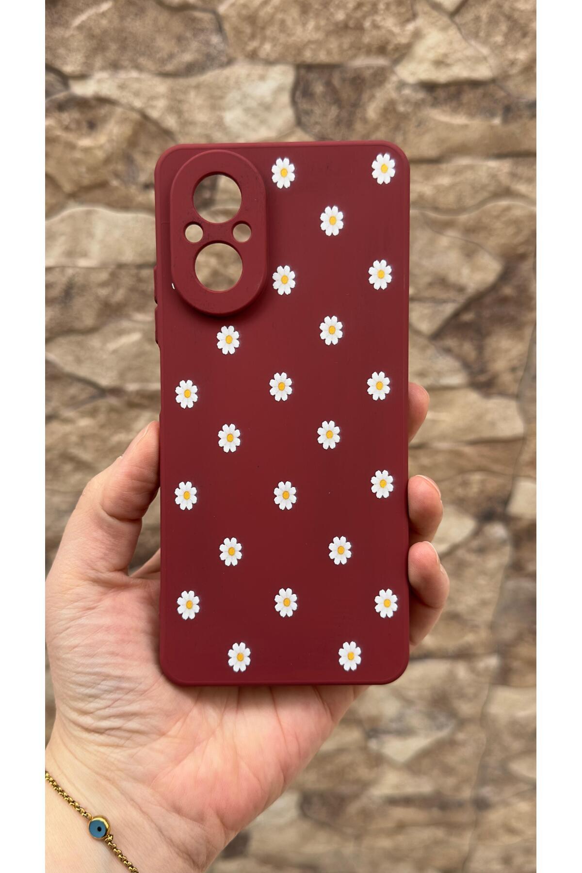REALME 12 LİTE Uyumlu Beyaz Papatya Desenli Silikon Darbe Emici Klasik Korumalı Rubber Kılıf