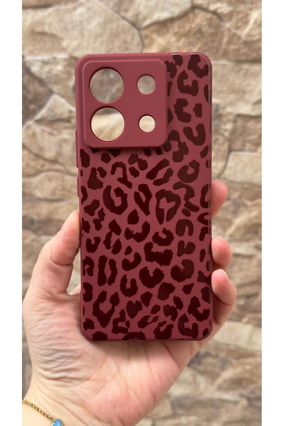 Redmi Note 13 Pro 5G Uyumlu Leopar Desenli Silikon Darbe Emici Klasik Korumalı Rubber Kılıf